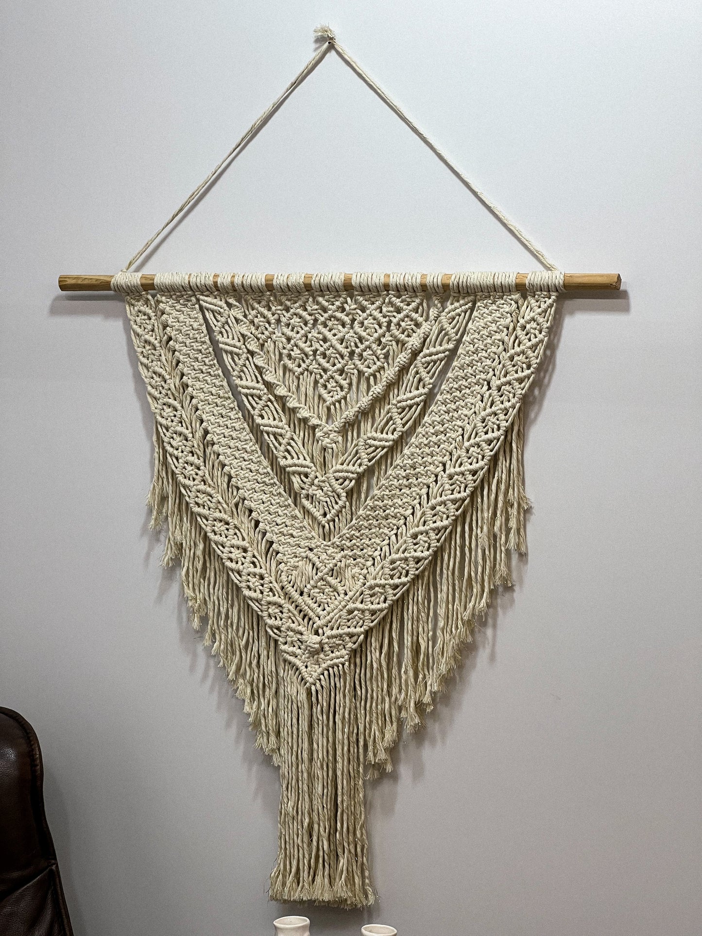 Lampshade. Boho macrame collection in milky white: Wall panel.