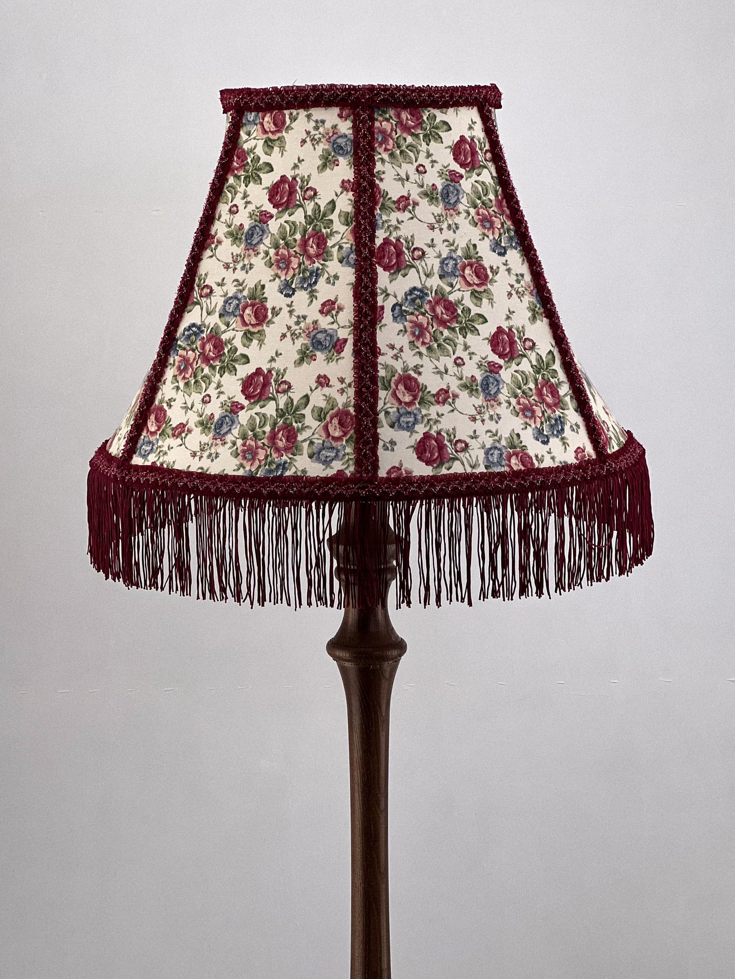 Handmade Victorian Lampshade with Flower Pattern and Fringe. 3803