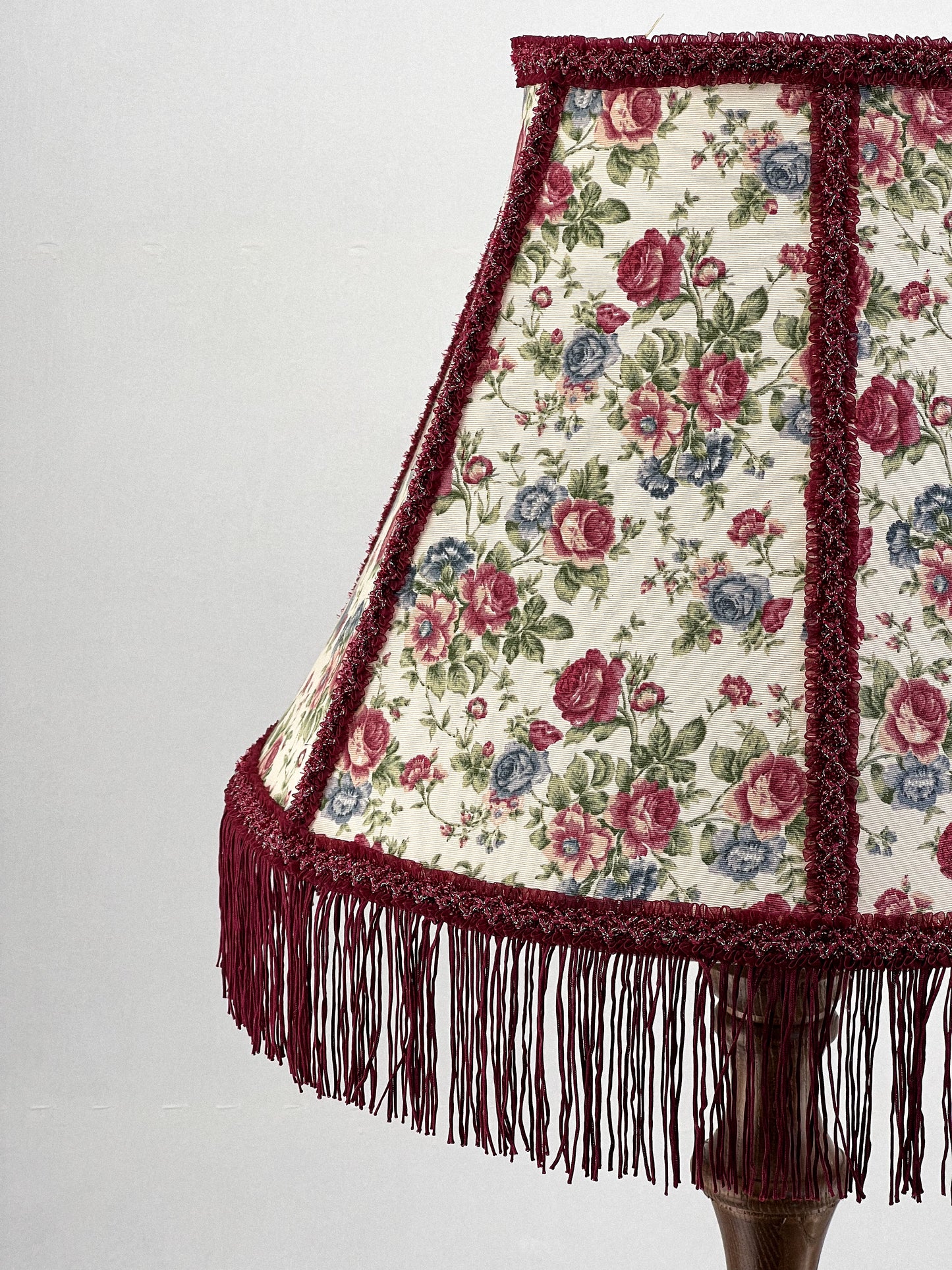 Handmade Victorian Lampshade with Flower Pattern and Fringe. 3803