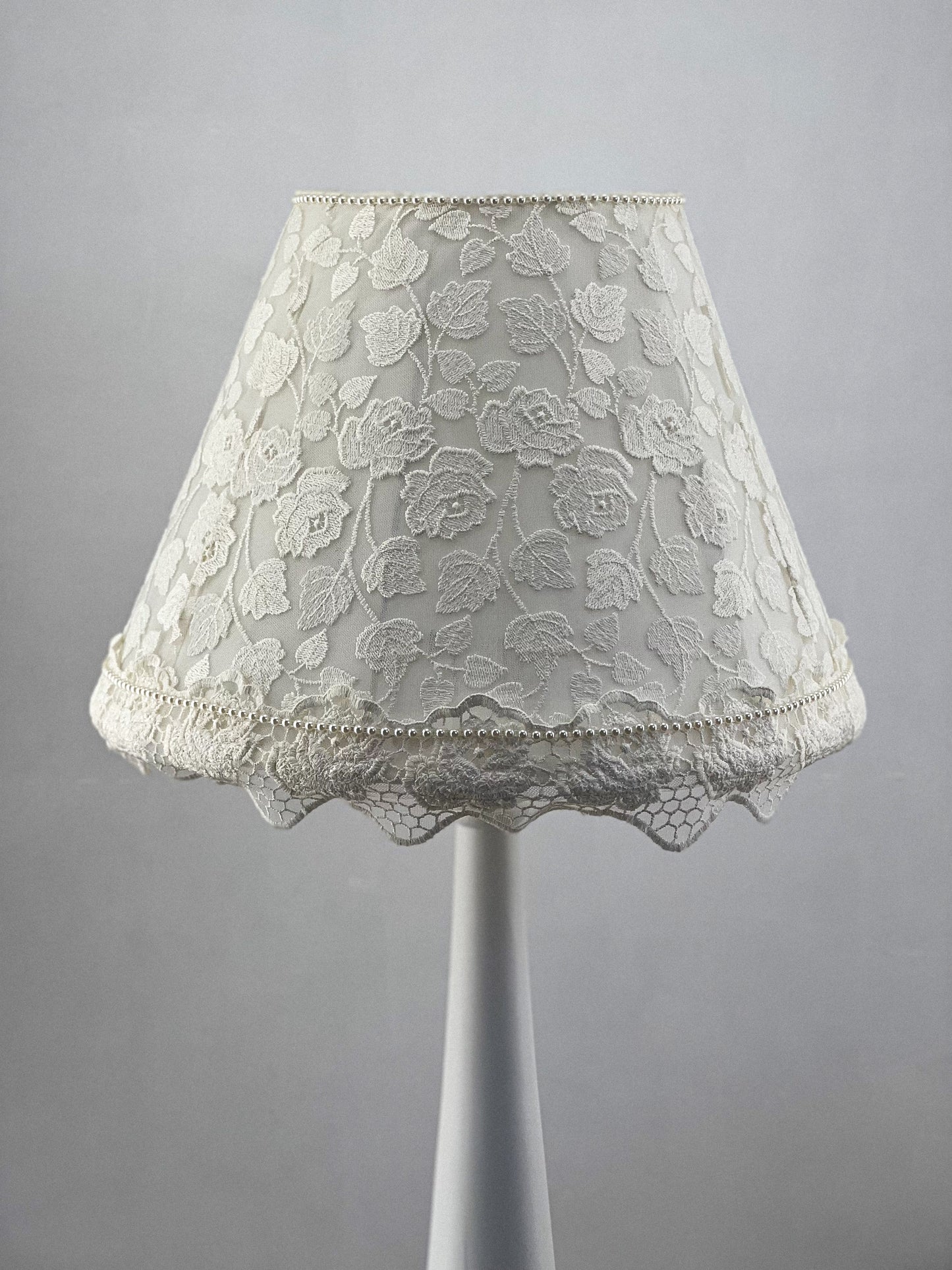 Victorian Lampshade with Floral Guipure and Bead Embellishments. 3809