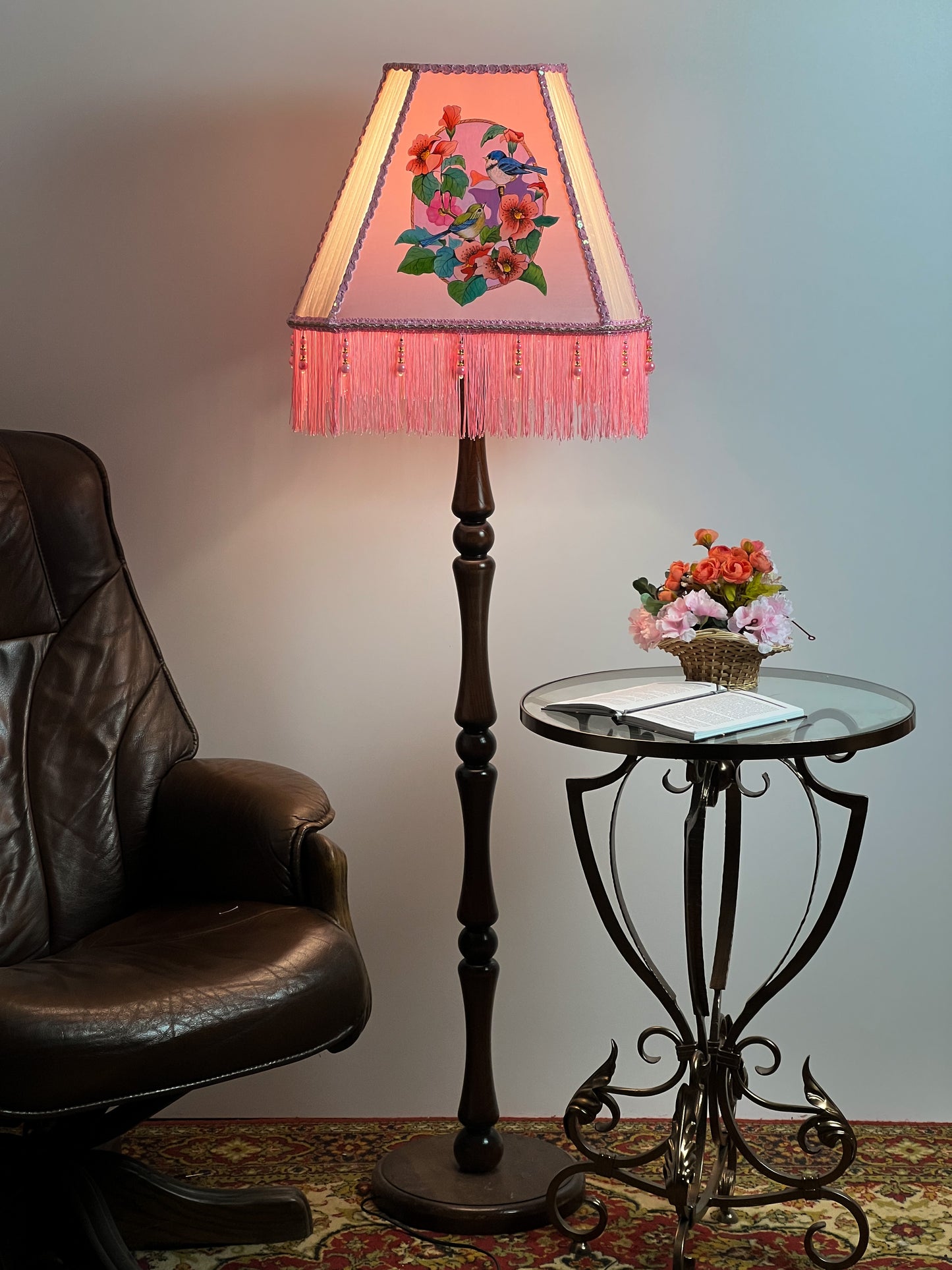 Lampshade, fabric lampshade, Enchanting Victorian Lampshade: Handcrafted with Bird. 3404
