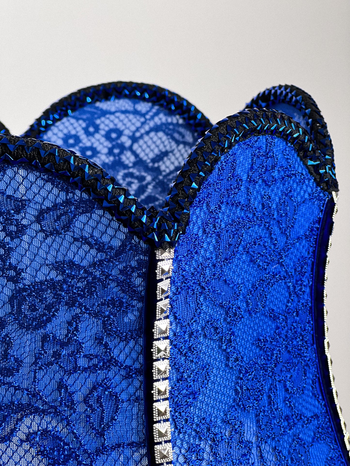 Table lamp. Blue table lamp with a handmade shade.