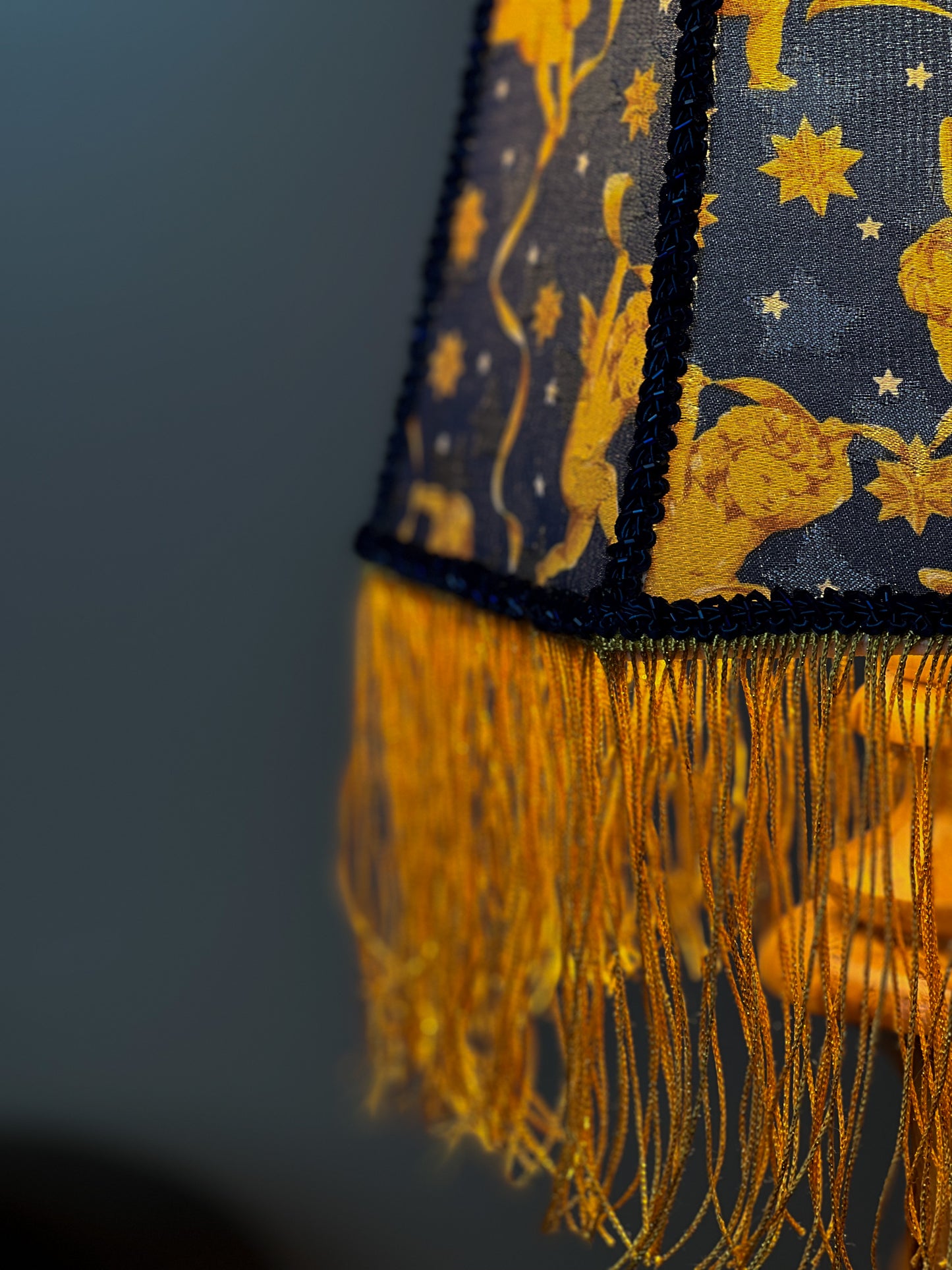 Table lamp, bedside table lamp. Dark Blue Brocade Victorian Table Lamp