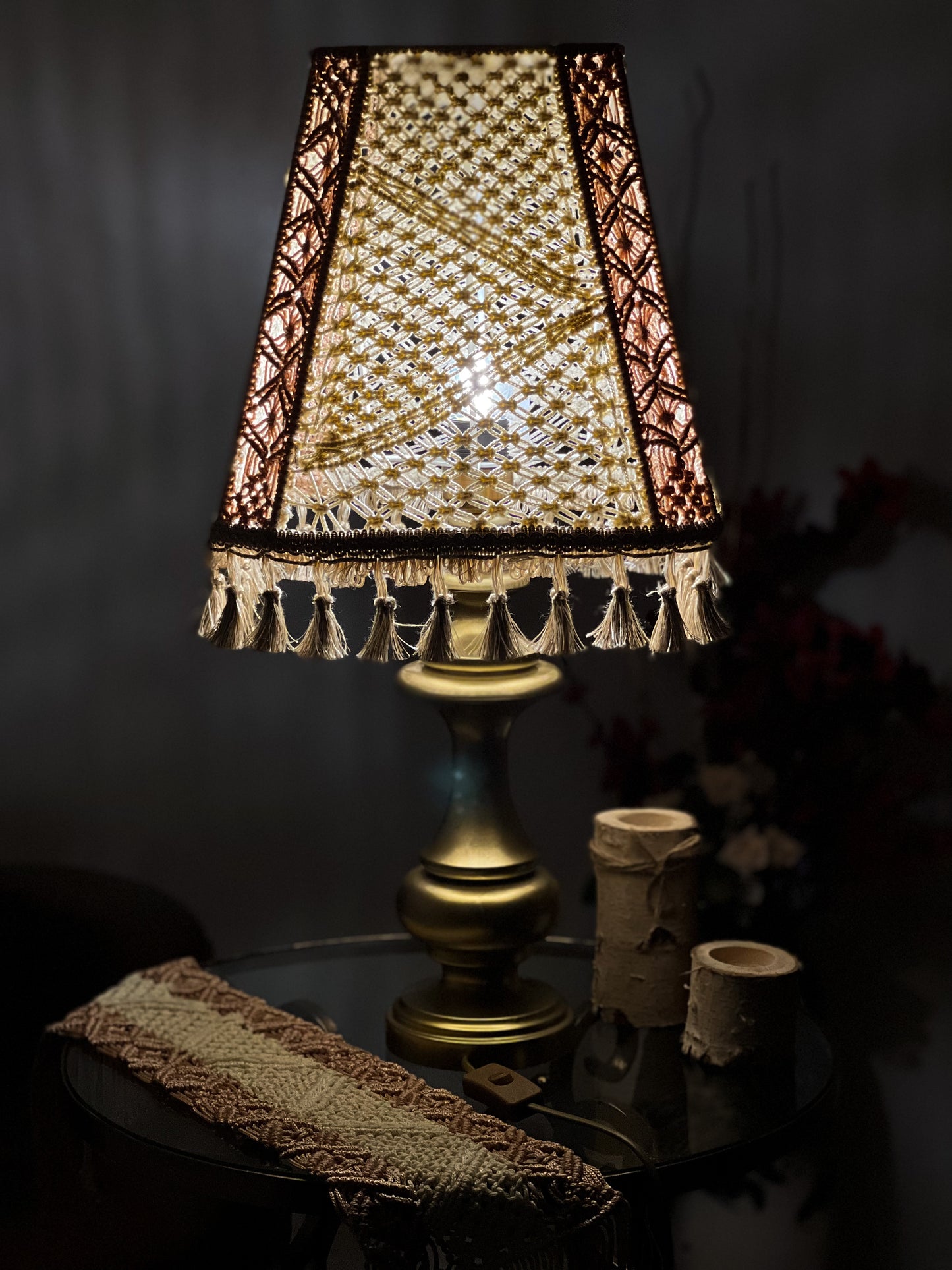 Lampshade, lampshade for a table lamp. Elegant handmade crochet lampshade. 6406
