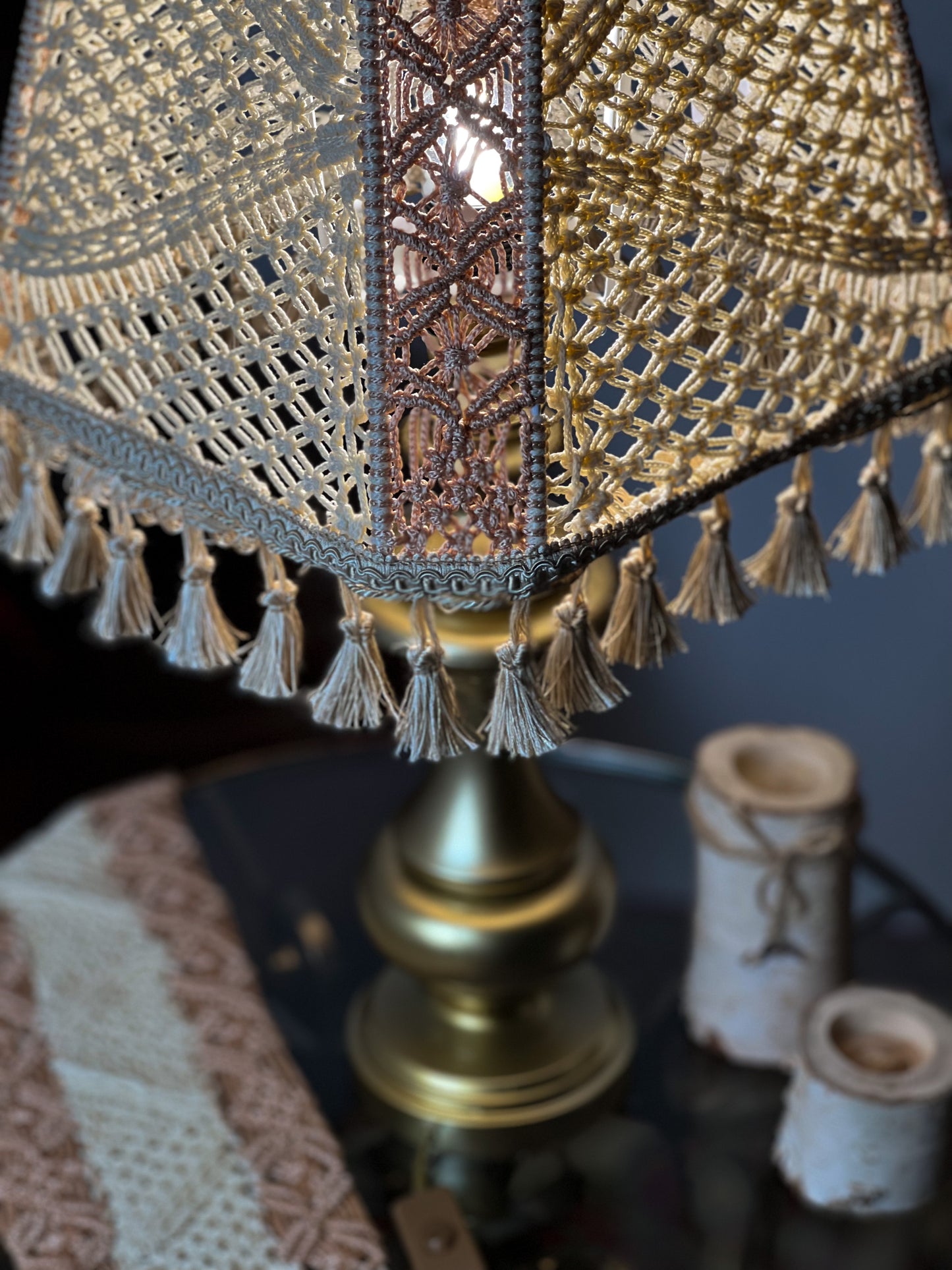 Lampshade, lampshade for a table lamp. Elegant handmade crochet lampshade. 6406