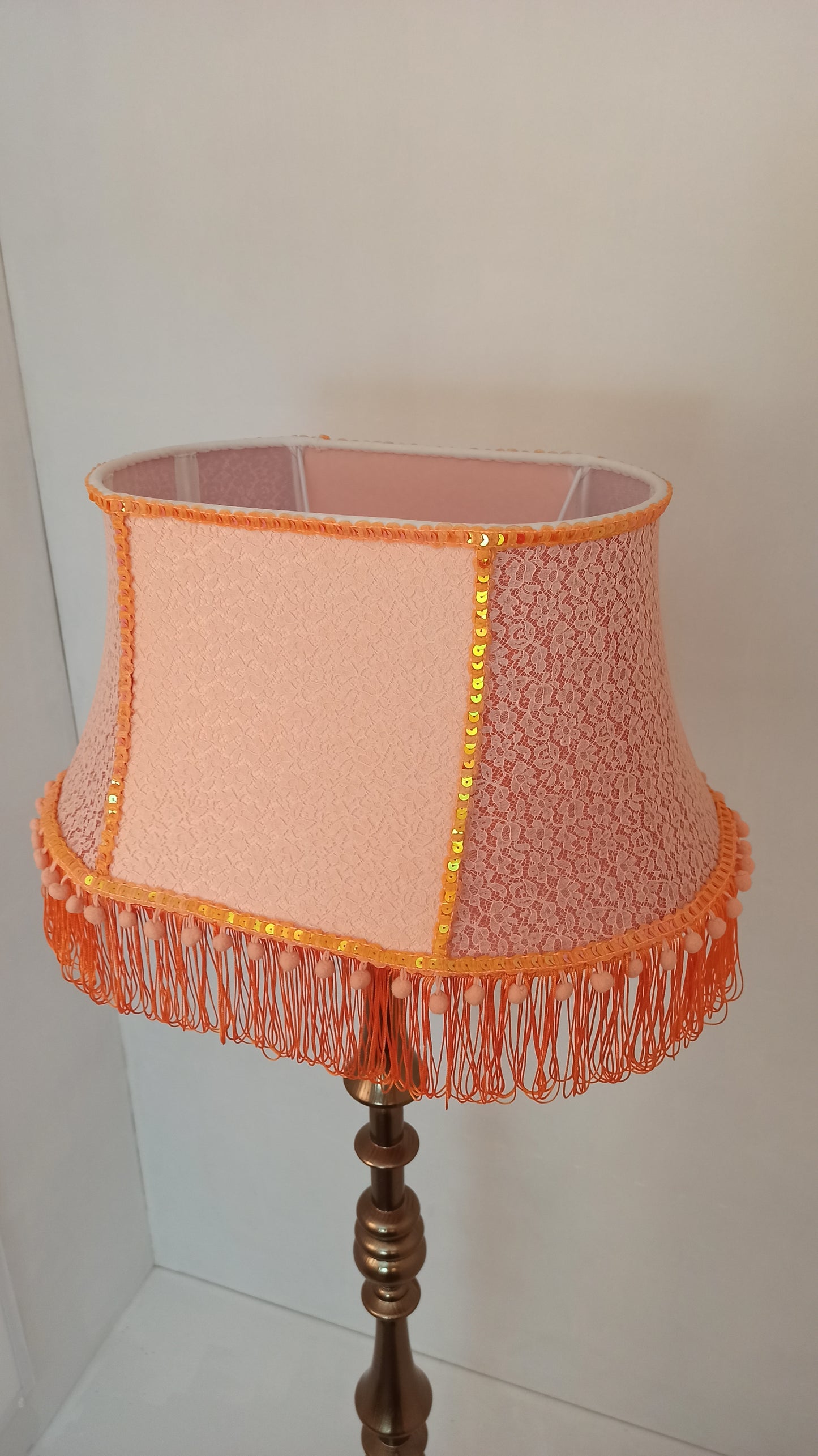 Handmade Fringed Lampshade for Large Lamp. 5306