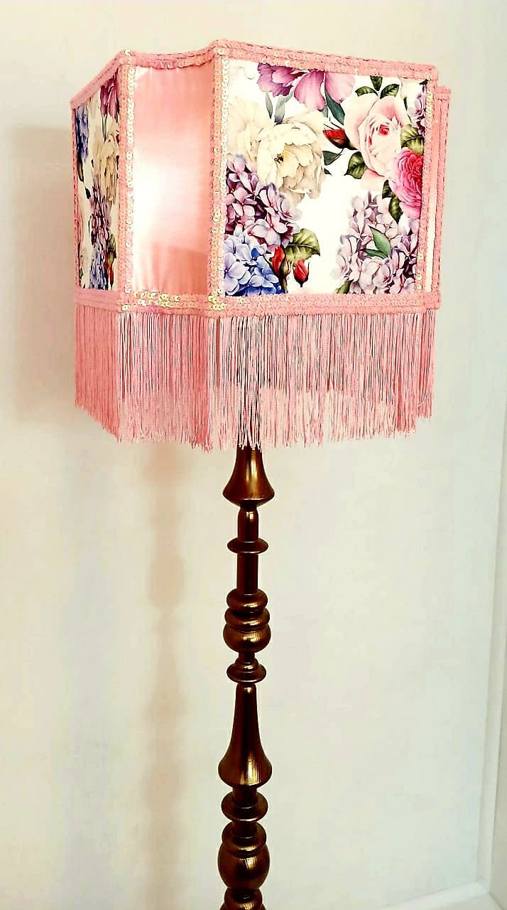 Lampshade, unique lampshades, designer pink flower lampshade. 2802