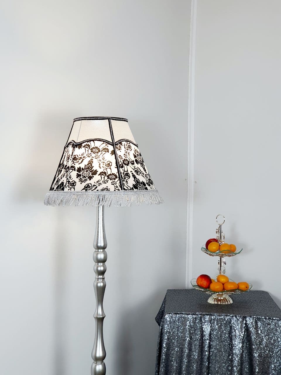 Lampshade. Victorian lampshade made of fabric and fringe. 3608