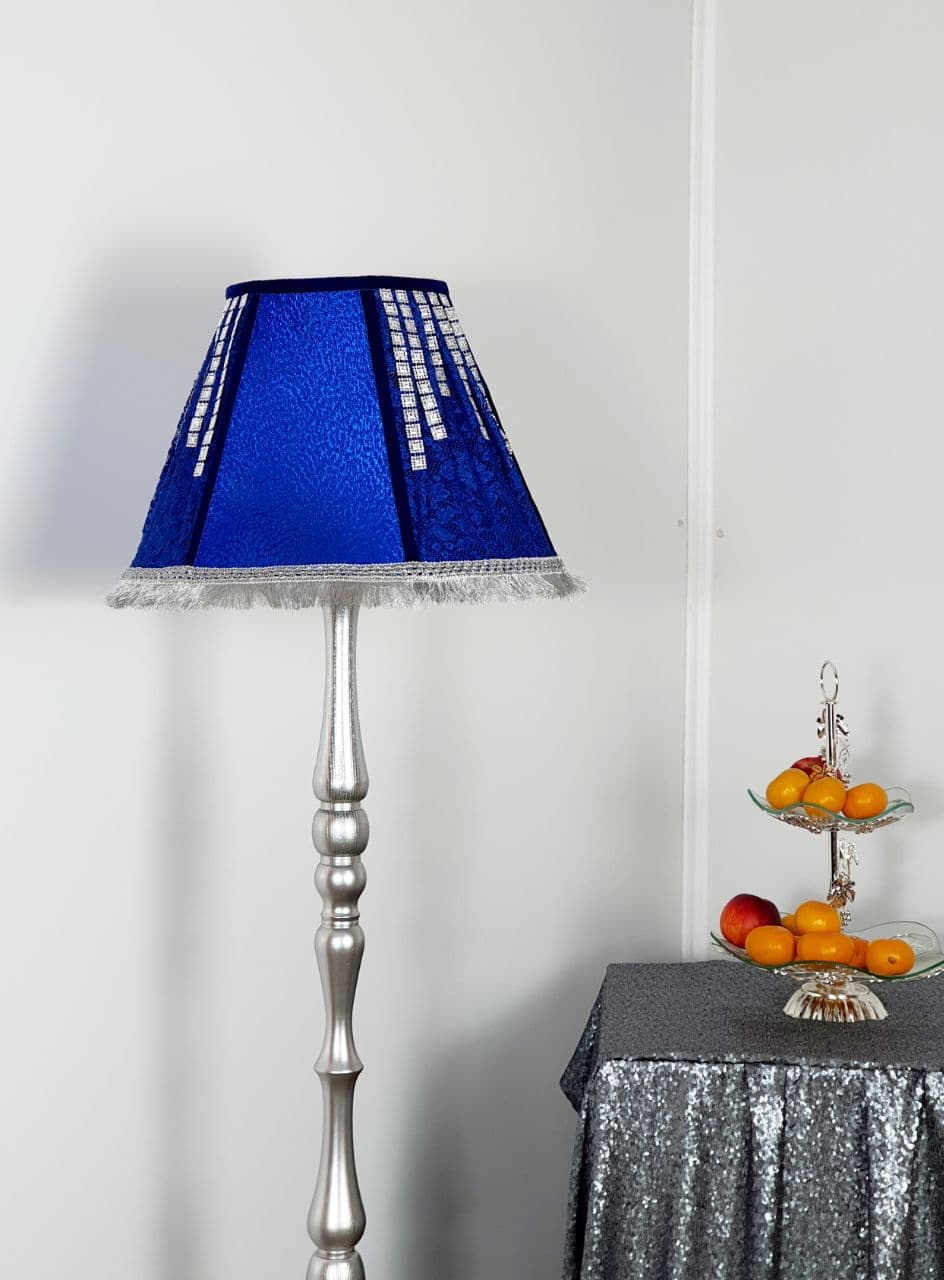 Lampshade. Blue Victorian Fringed Deco Lampshade - Luxury Handmade Lampshade for Home Decor