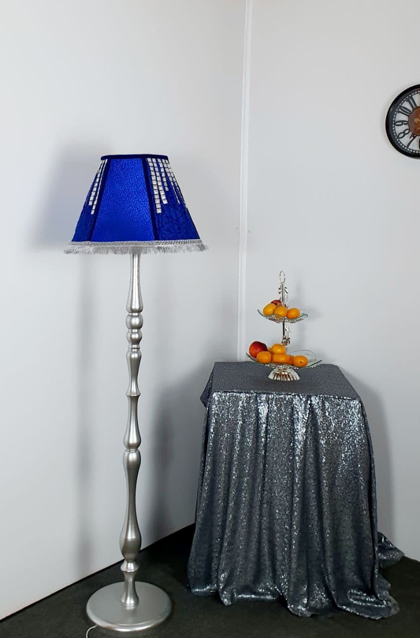 Lampshade. Blue Victorian Fringed Deco Lampshade - Luxury Handmade Lampshade for Home Decor