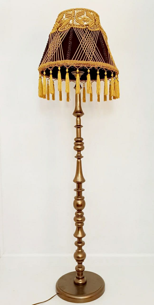 Lampshade. Brown Fringed Lampshade with Victorian and Retro Touche