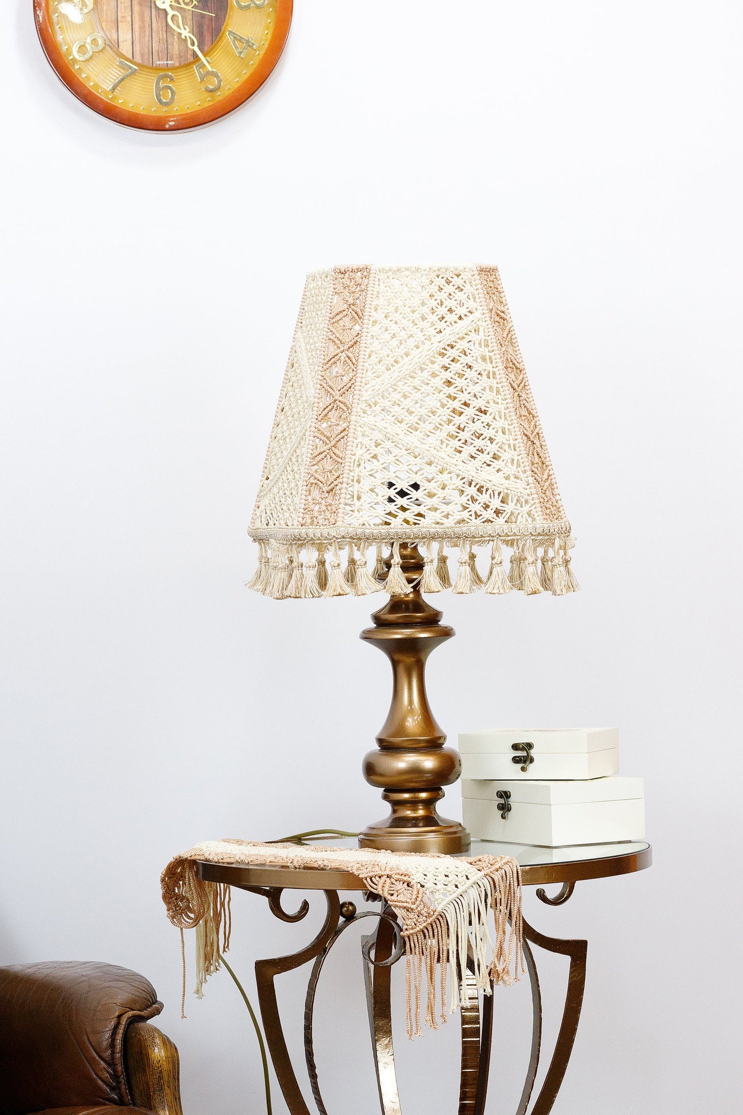 Lampshade, lampshade for a table lamp. Elegant handmade crochet lampshade. 6406