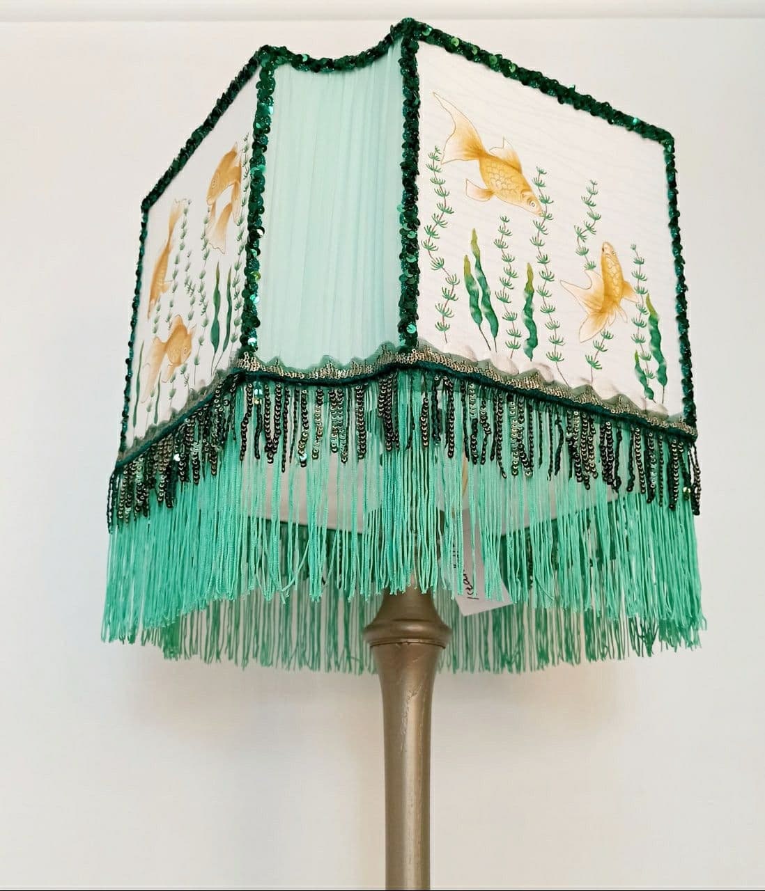Lampshade, Art Deco. Goldfish Lush silk lampshade. 2805