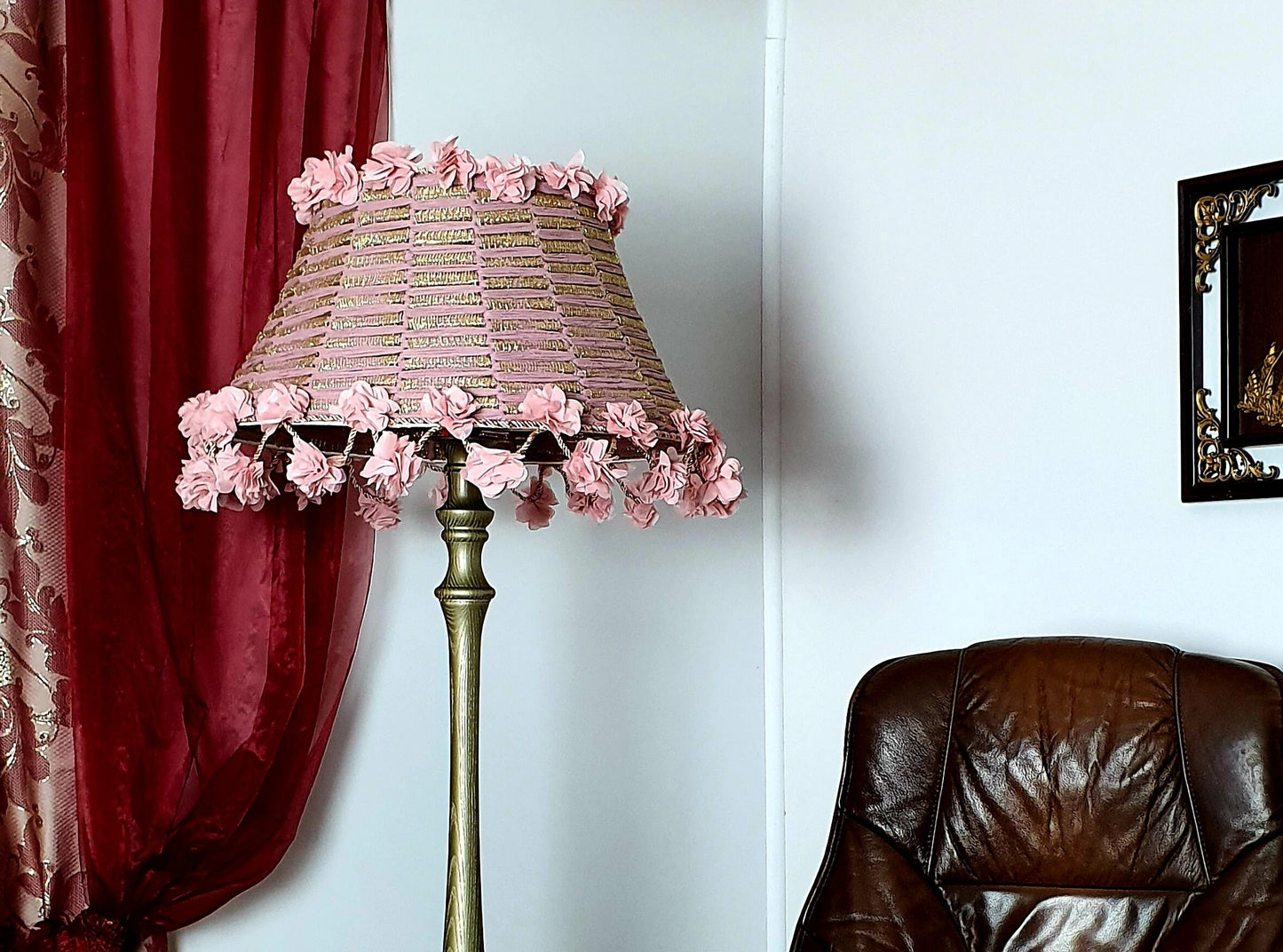 Lampshade, Floral Shade, pink lamp, shabby chic design. 0902