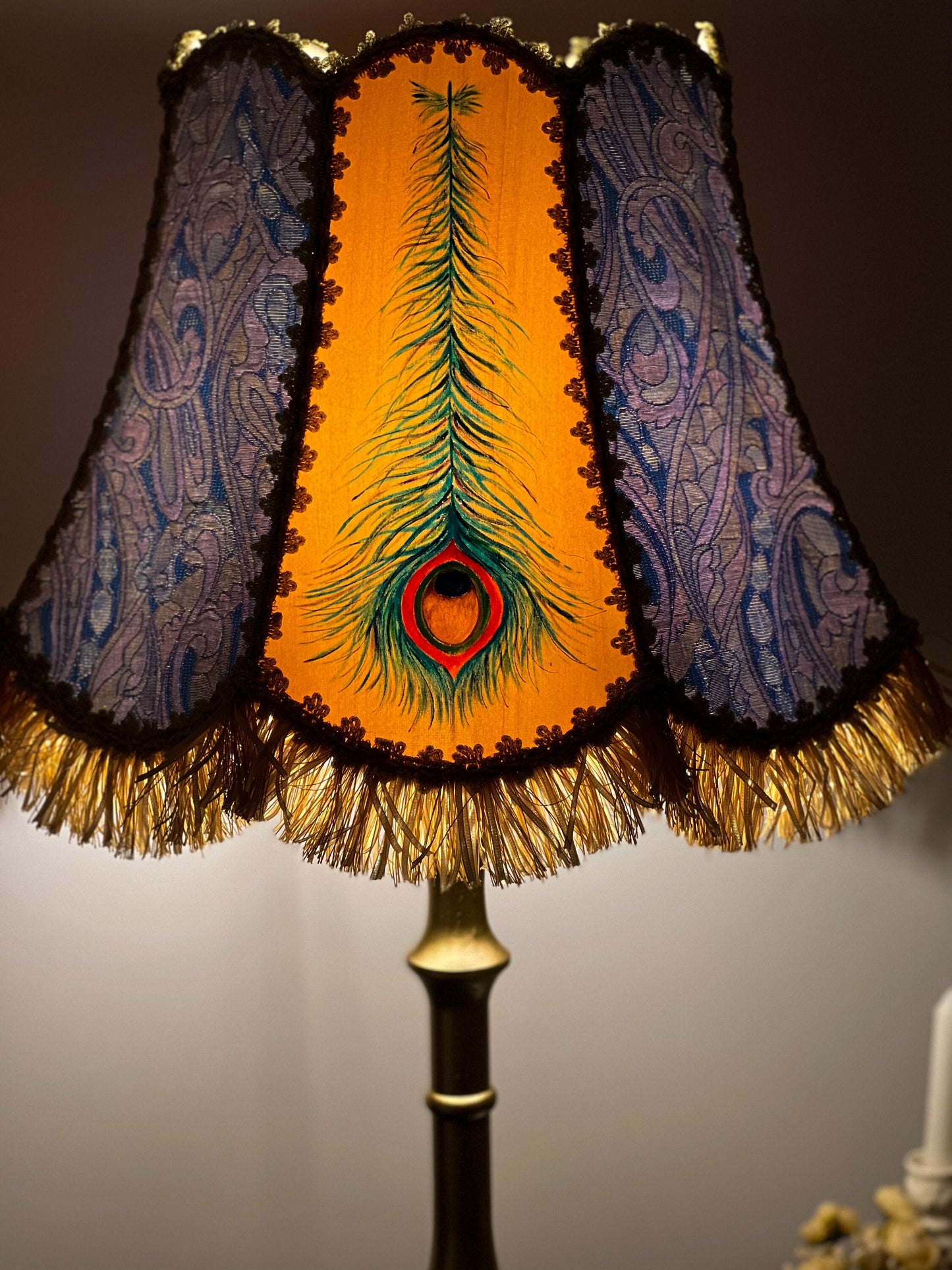Lampshade, hand-painted fabric lampshade, art deco, unique lampshades. PRODUCT TO ORDER. 3704