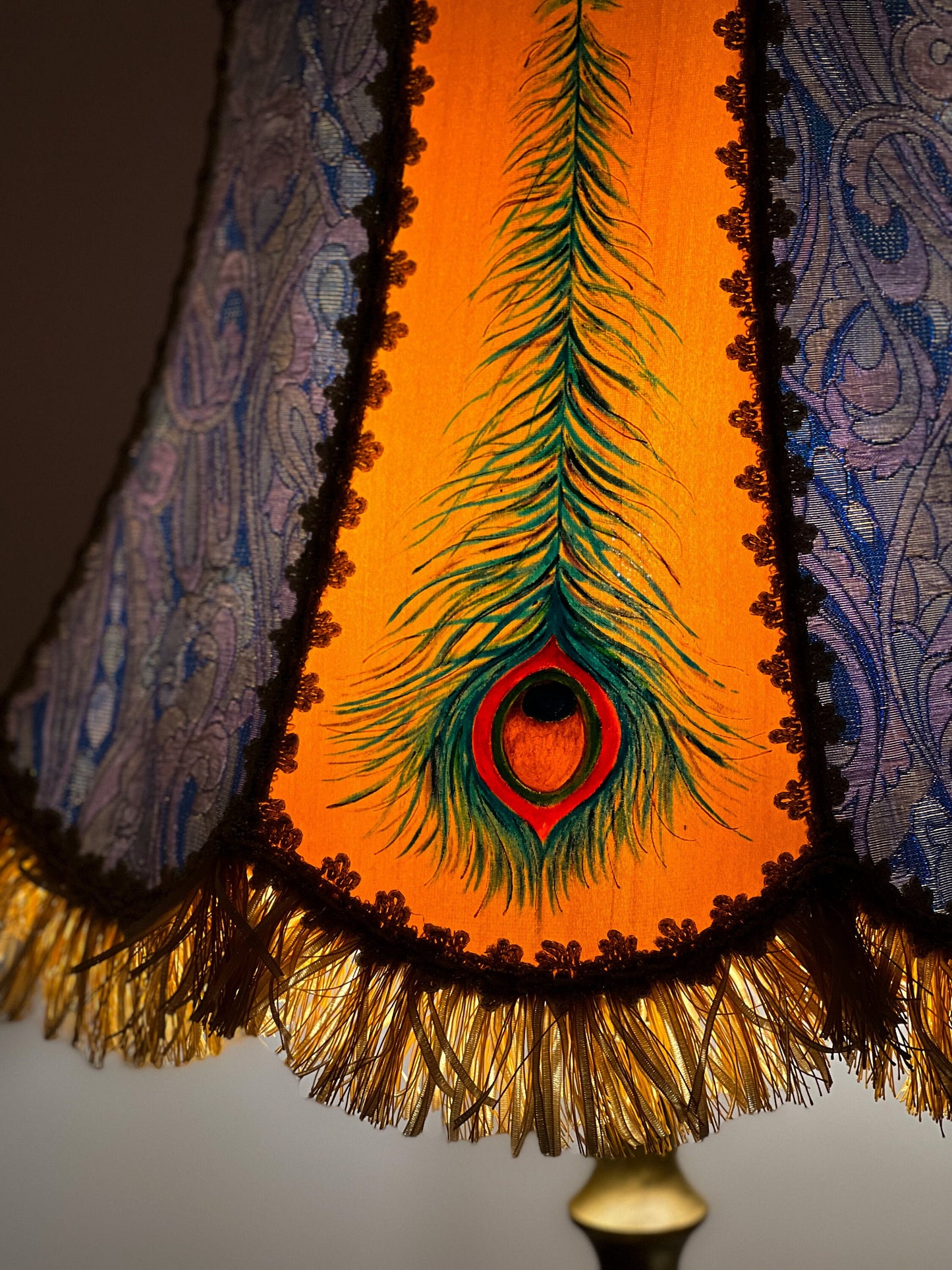 Lampshade, hand-painted fabric lampshade, art deco, unique lampshades. PRODUCT TO ORDER. 3704