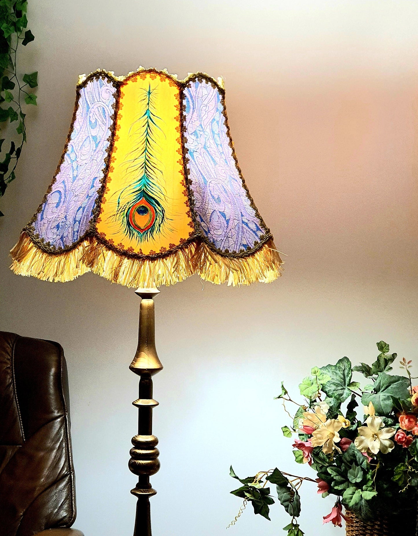 Lampshade, hand-painted fabric lampshade, art deco, unique lampshades. PRODUCT TO ORDER. 3704