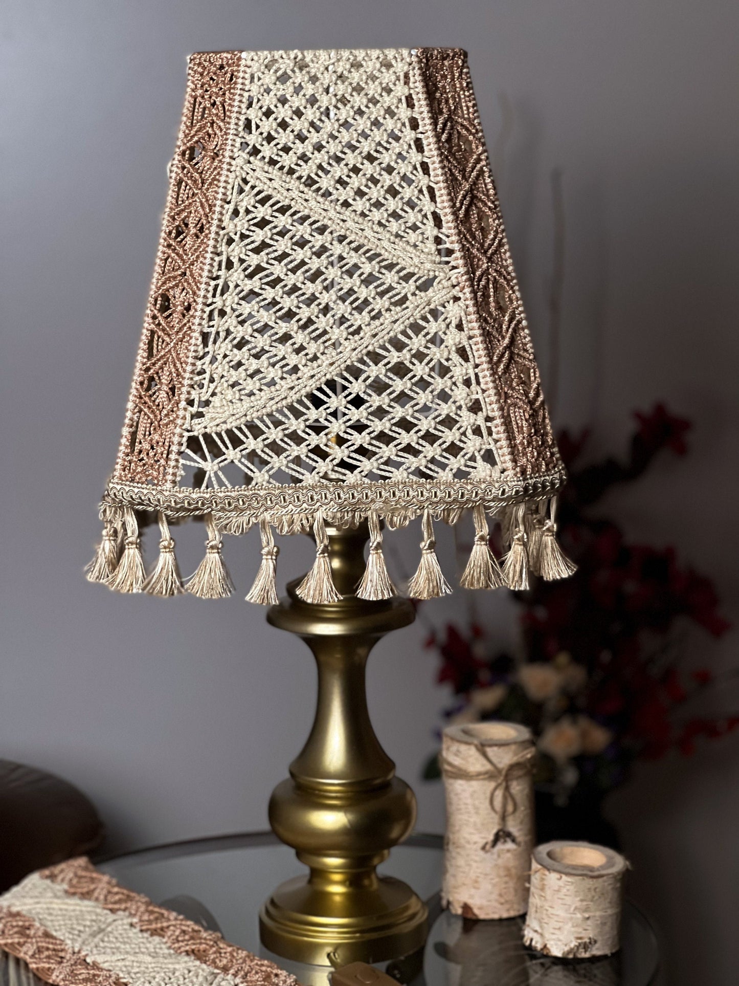Lampshade, lampshade for a table lamp. Elegant handmade crochet lampshade. 6406