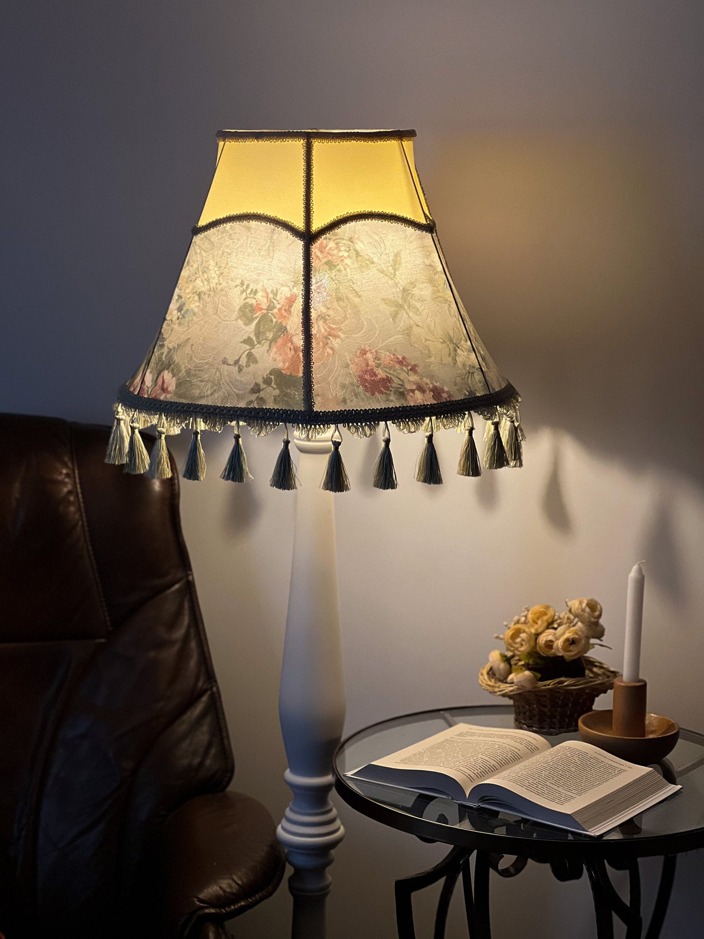 Luxury Floral Rose Fringed Lampshade for Floor Lamps. 3605