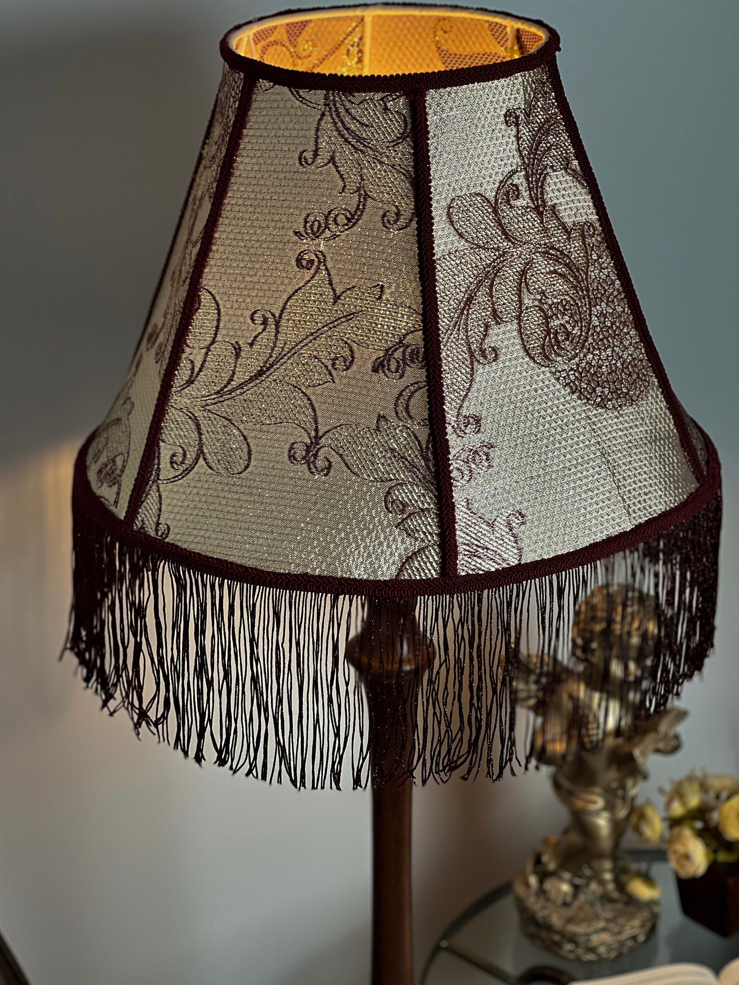 Vintage-inspired Burgundy Lampshade