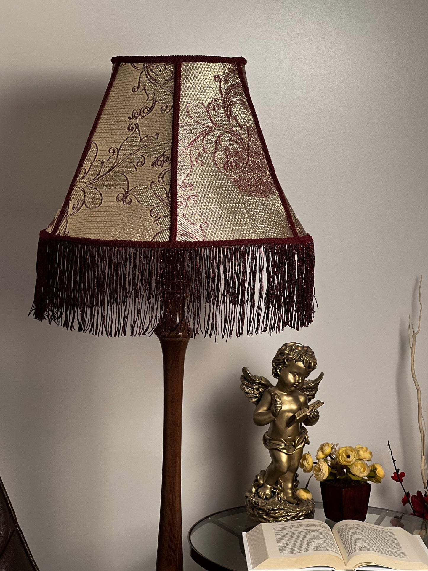 Vintage-inspired Burgundy Lampshade