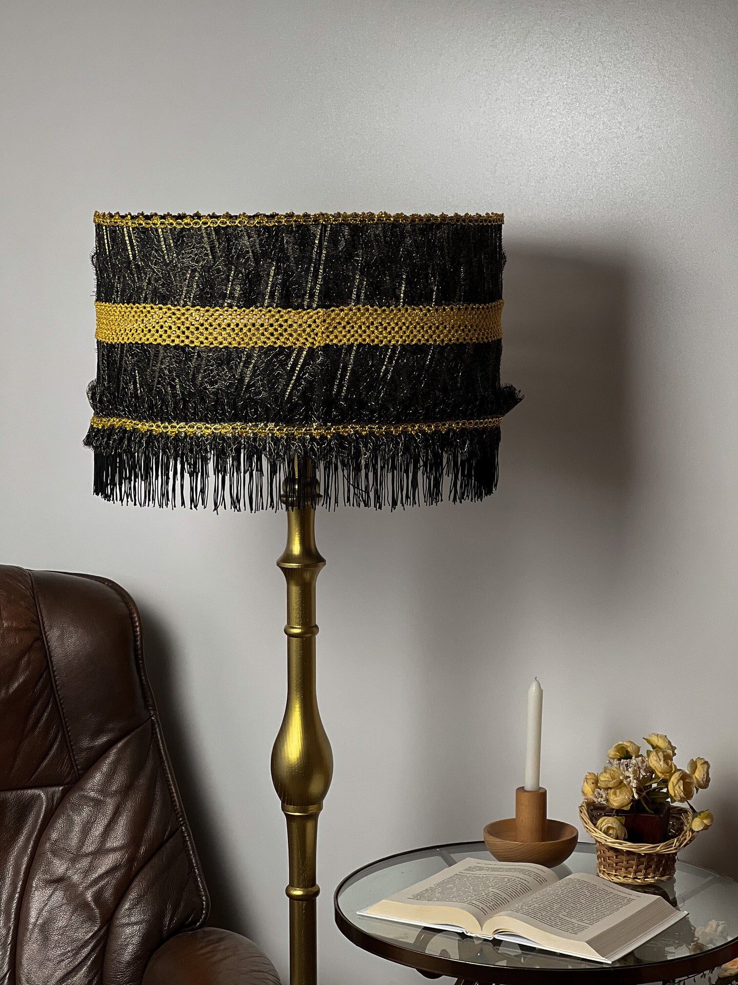 Handmade Victorian Lampshade in Black. 2901
