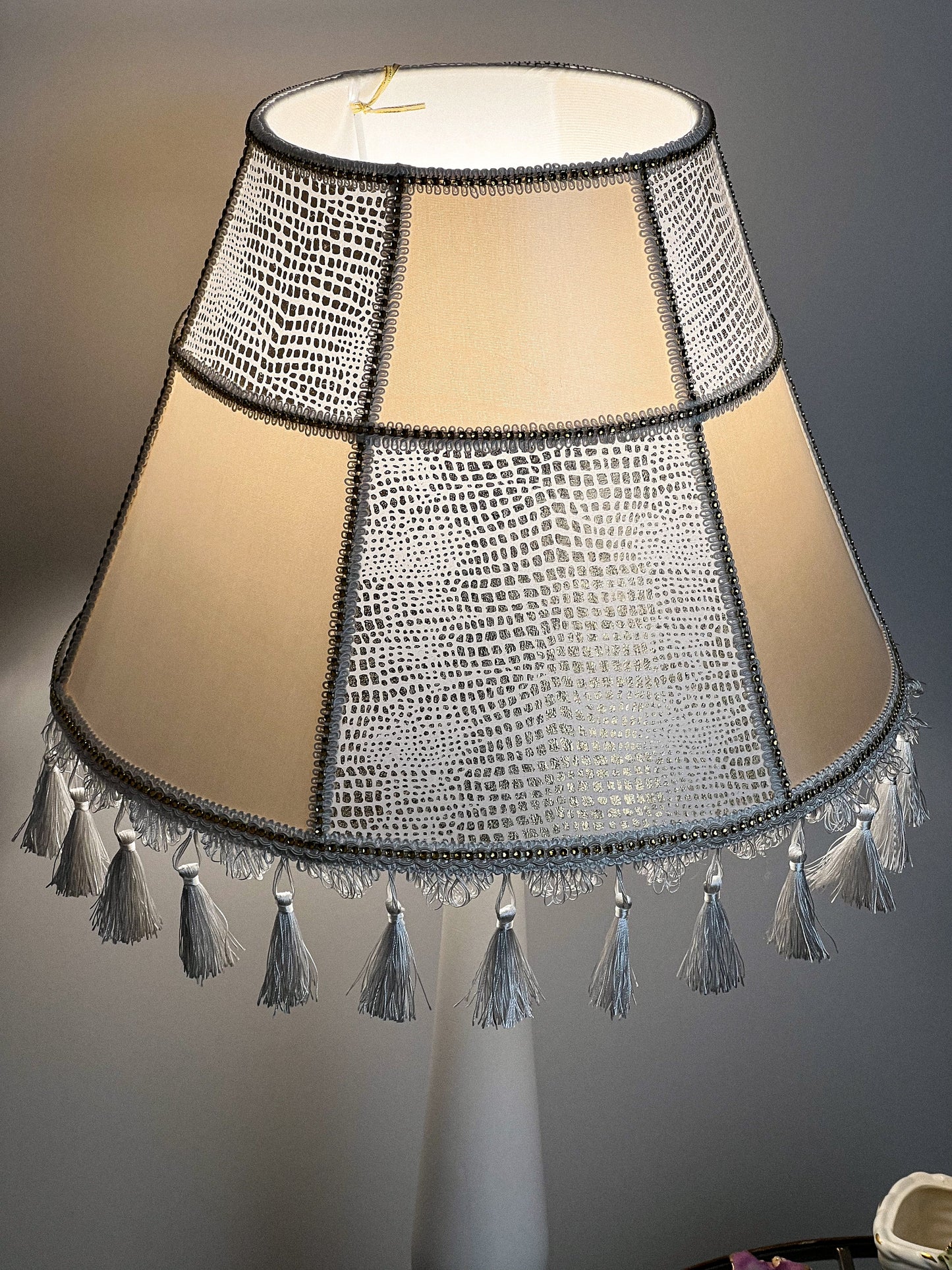 Fabric lampshade. Handmade Victorian Fringed Lampshade. 3103