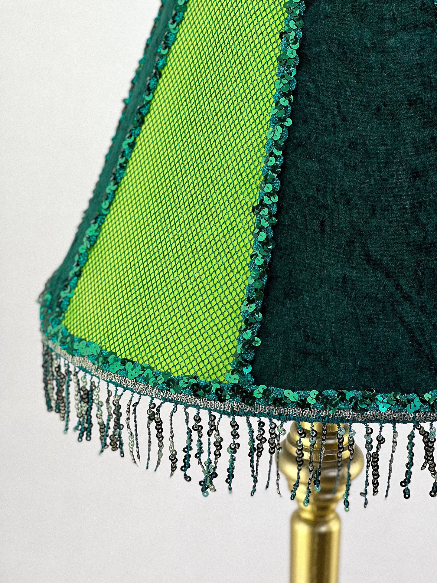 Victorian lampshade light green fabric fringe PRODUCT TO ORDER. 1118