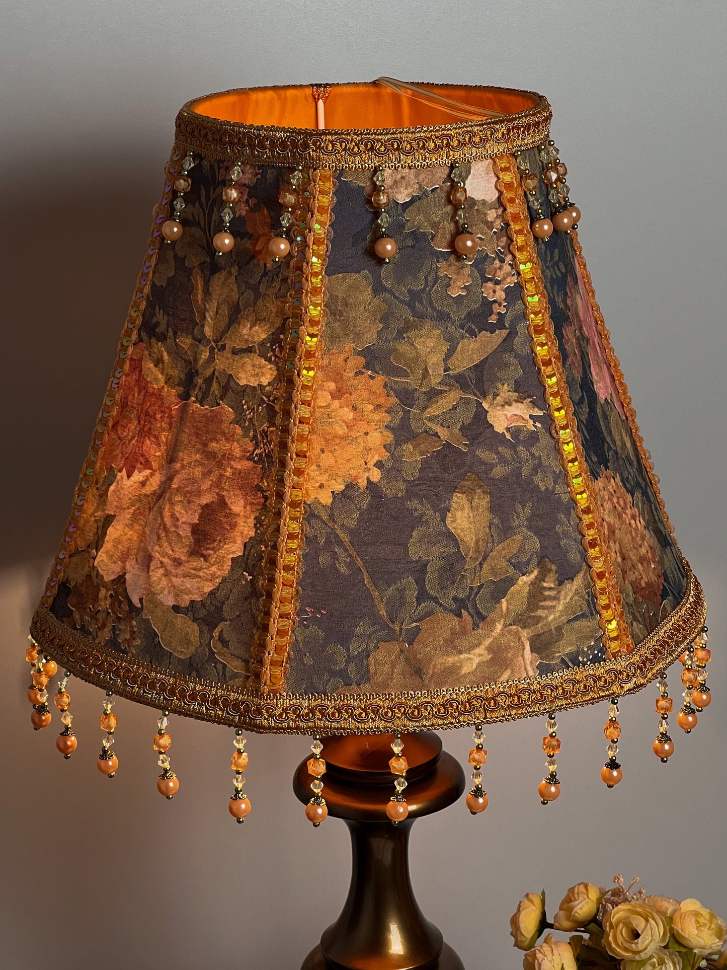 Flower lampshade - handmade patterned lampshade for a large flower lamp. 0202