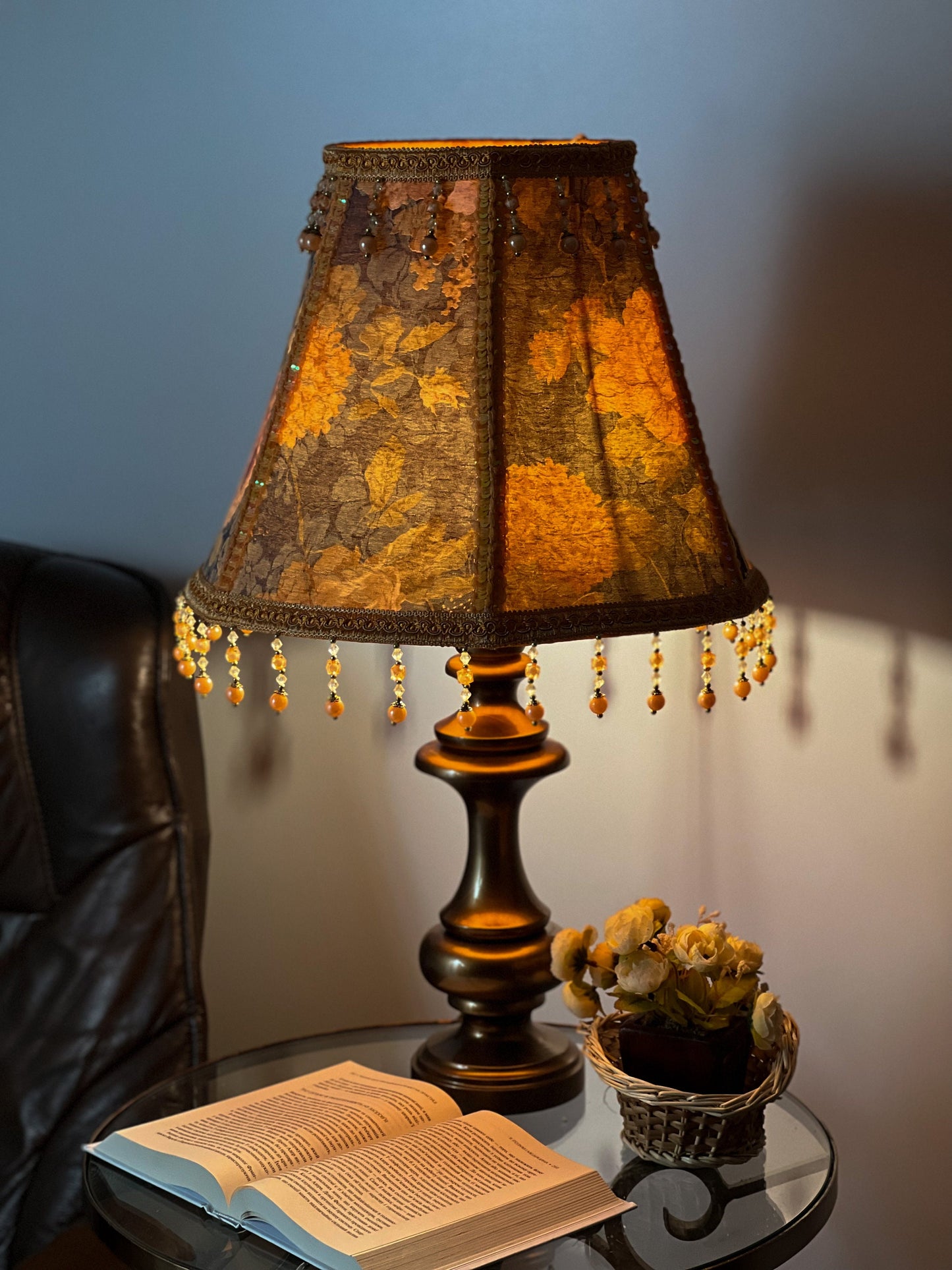 Flower lampshade - handmade patterned lampshade for a large flower lamp. 0202