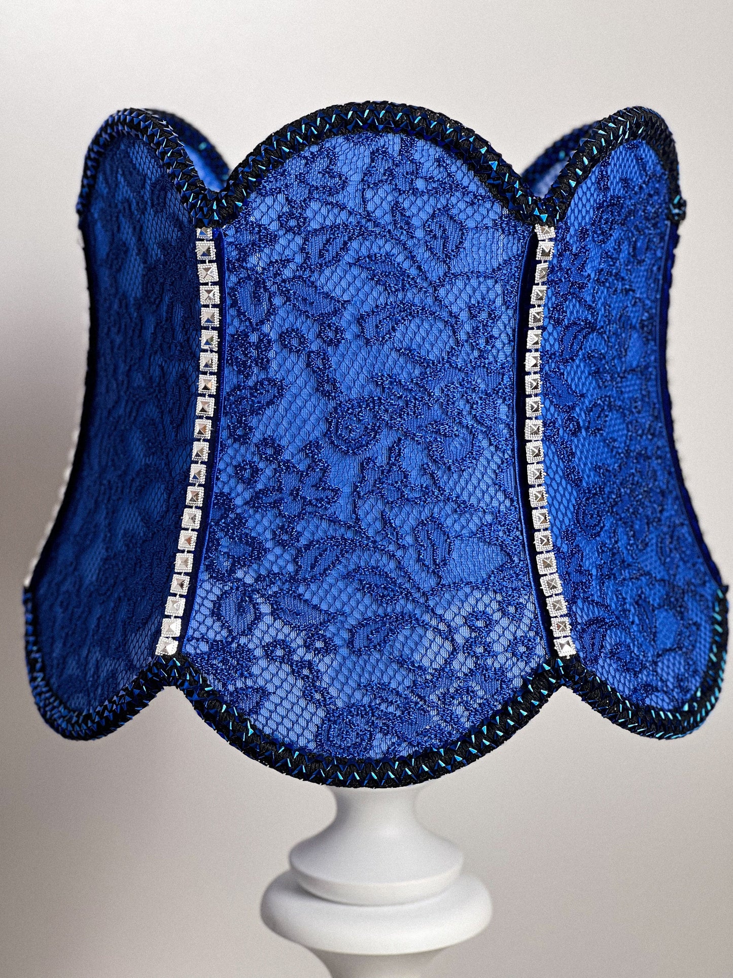 Table lamp. Blue table lamp with a handmade shade.