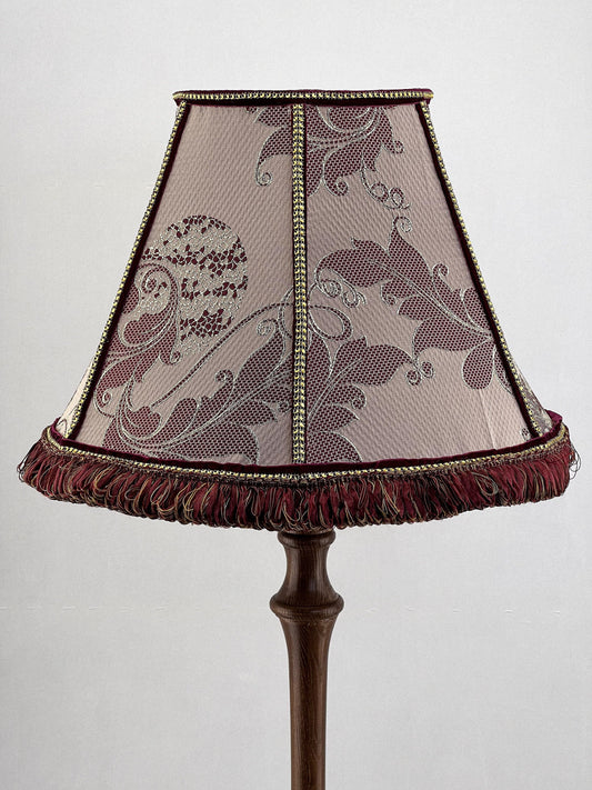 Victorian Lampshade with Pink Floral Fabric and Fringe