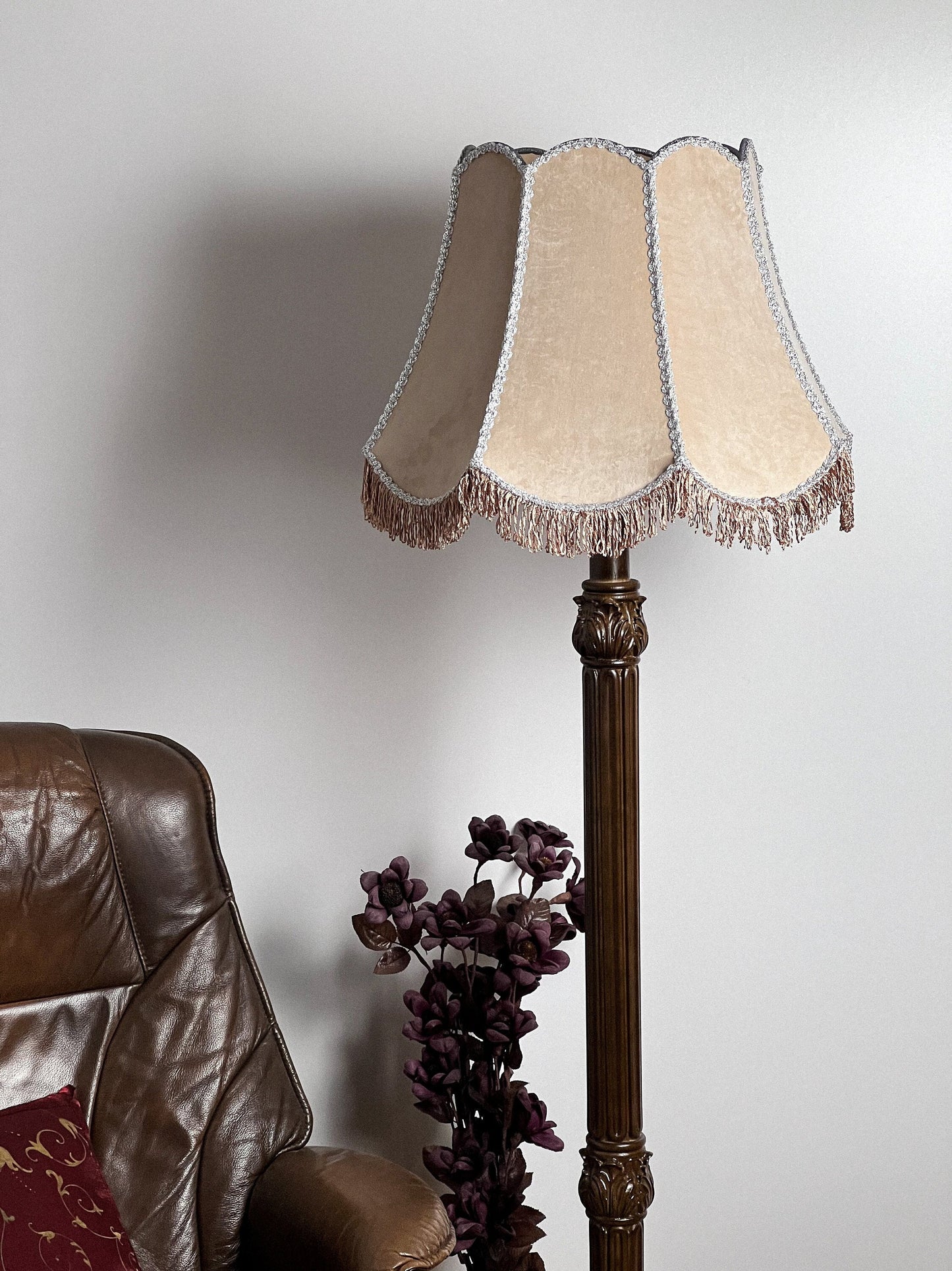 Lampshade, Elegant Handmade Velvet Lampshade for Floor Lamps, Victorian Inspired Designer Lamp Shade. PRODUCT TO ORDER. 3707