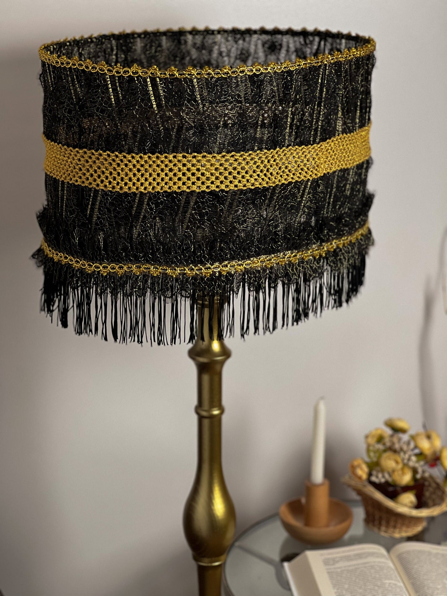 Handmade Victorian Lampshade in Black. 2901