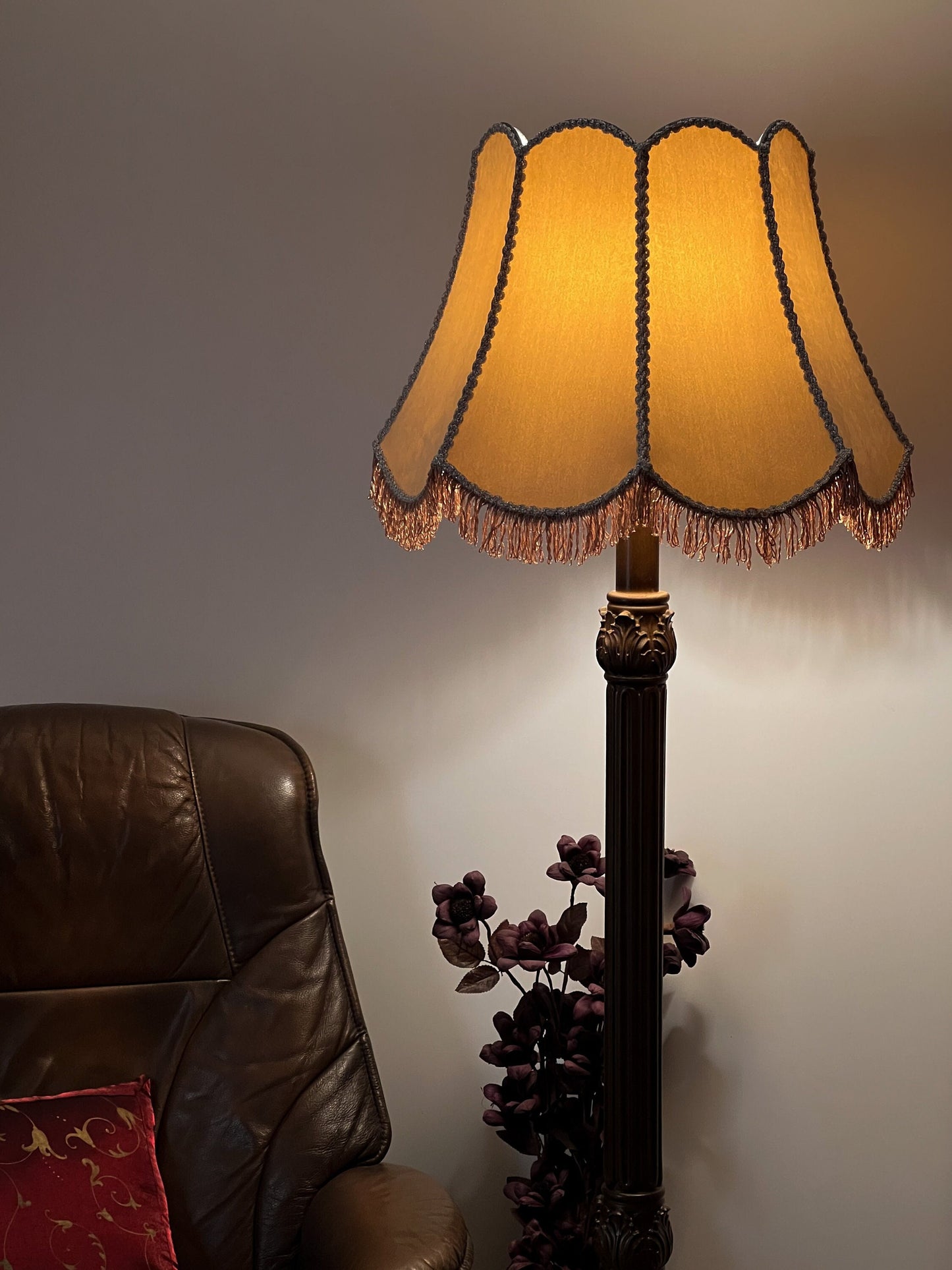 Lampshade, Elegant Handmade Velvet Lampshade for Floor Lamps, Victorian Inspired Designer Lamp Shade. PRODUCT TO ORDER. 3707