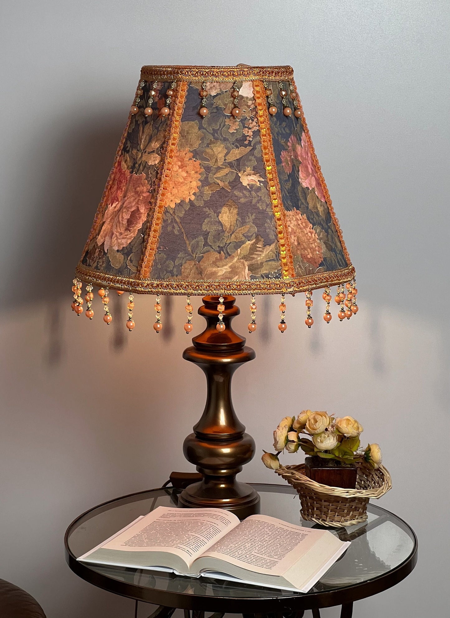 Flower lampshade - handmade patterned lampshade for a large flower lamp. 0202