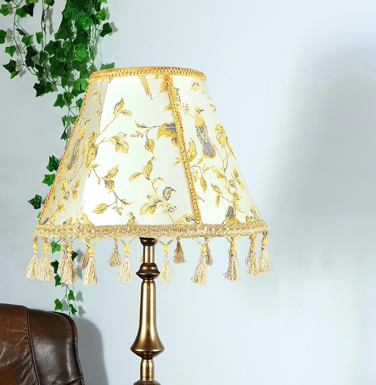 Opulent Bird Fringed Retro Lampshade for Floor Lamps