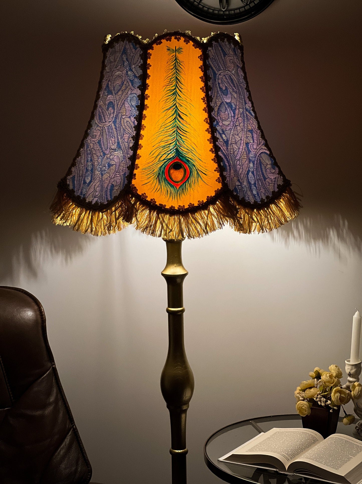 Lampshade, hand-painted fabric lampshade, art deco, unique lampshades. PRODUCT TO ORDER. 3704