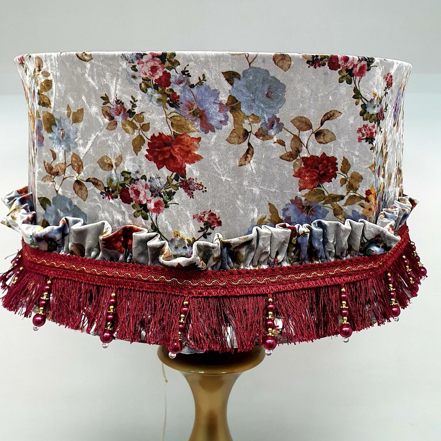 Lampshade. Drum shade with Art Deco fringe and pattern. 6906