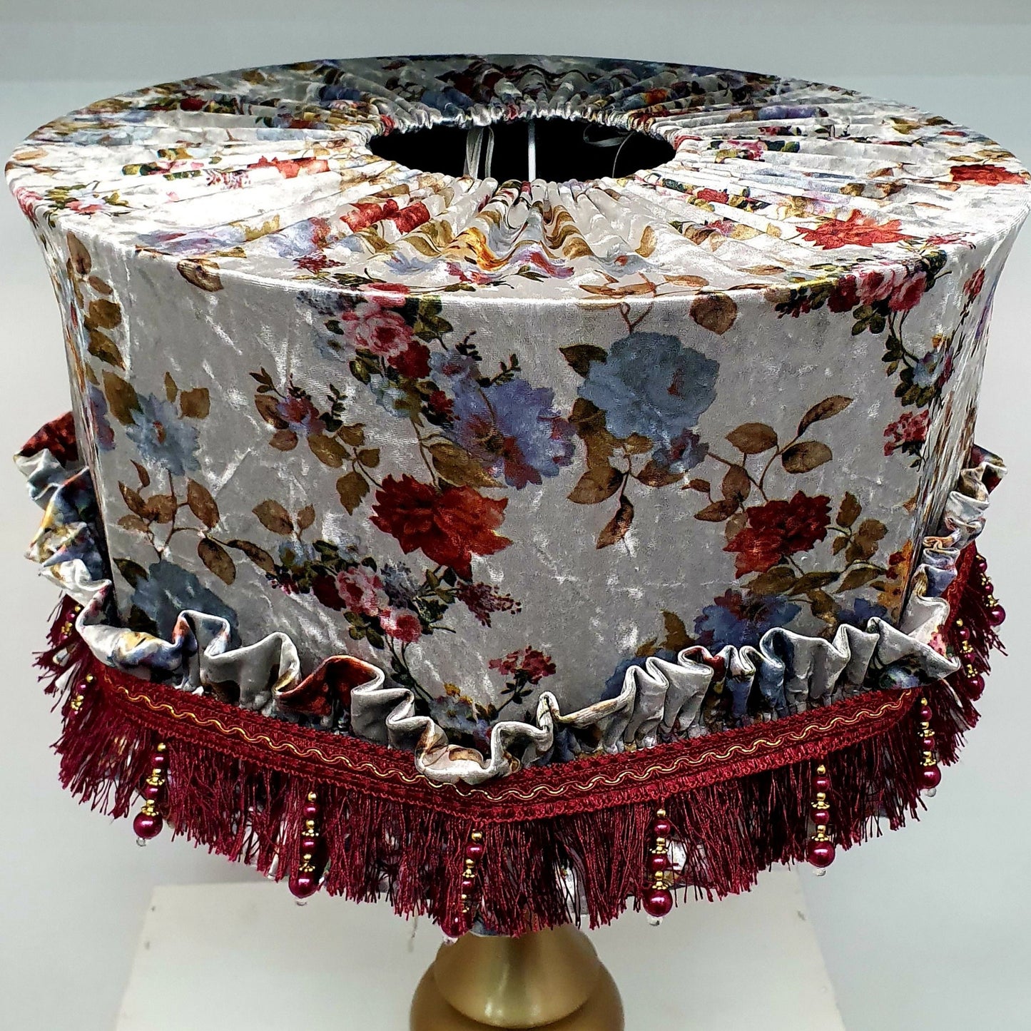 Lampshade. Drum shade with Art Deco fringe and pattern. 6906