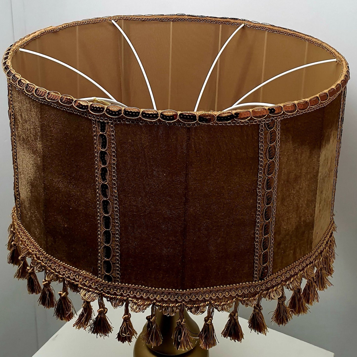 Lampshade, Victorian fringed drum shade. 5812