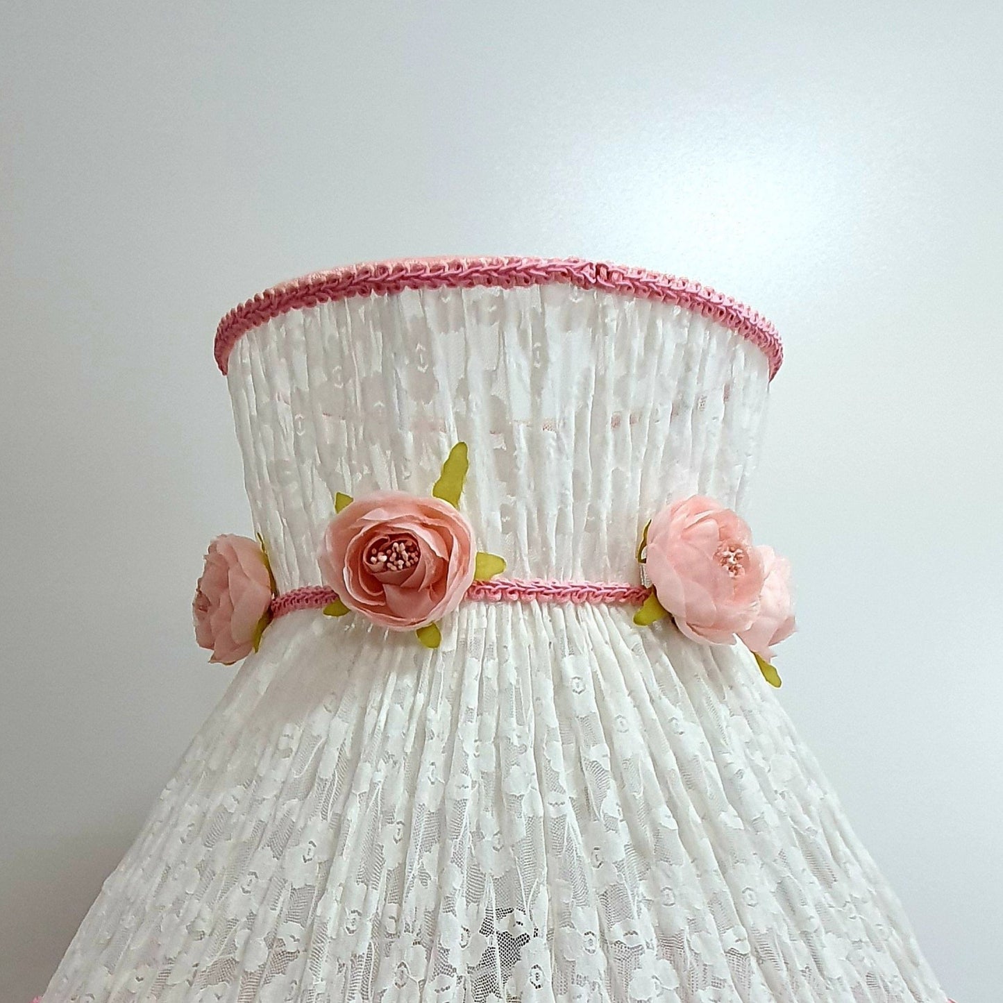 White guipure Victorian lampshade with rose