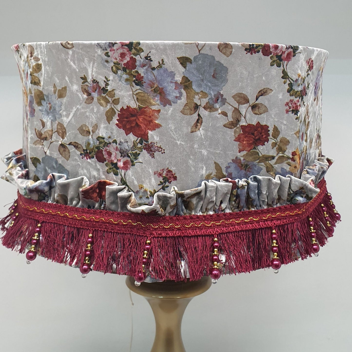 Lampshade. Drum shade with Art Deco fringe and pattern. 6906