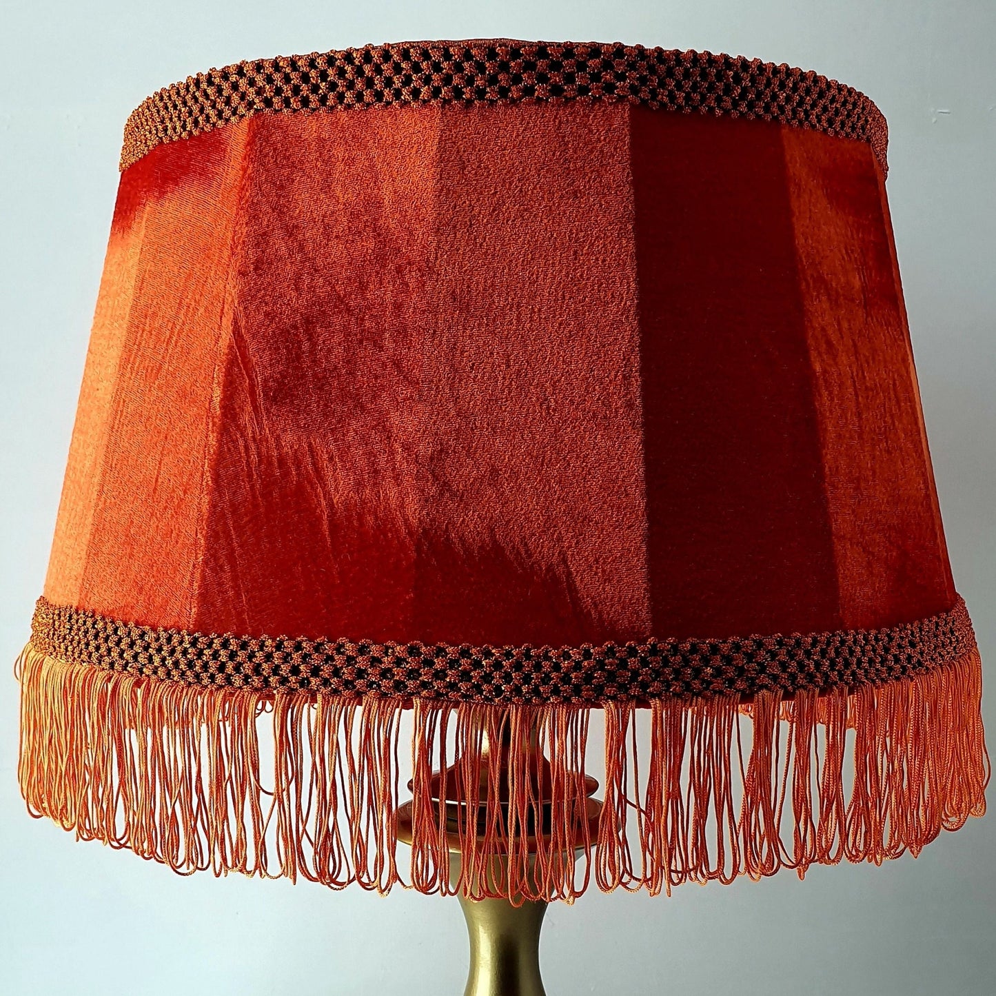 Art Deco and Victorian: Fringed Drum Orange Lampshade . PRODUCT TO ORDER. 6507