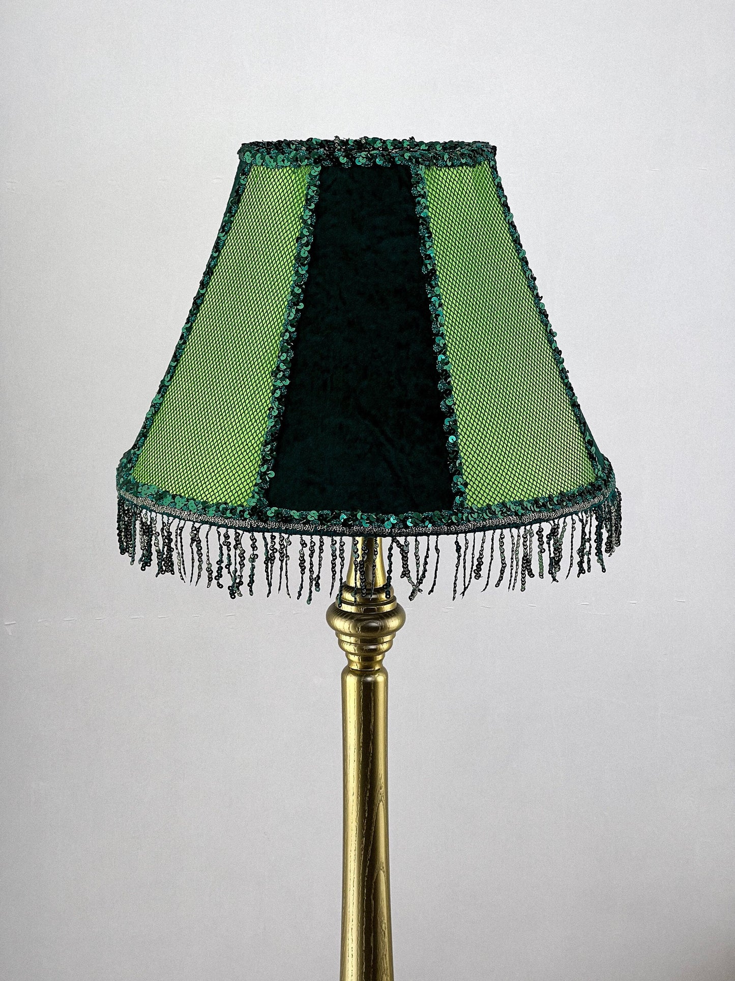 Victorian lampshade light green fabric fringe PRODUCT TO ORDER. 1118