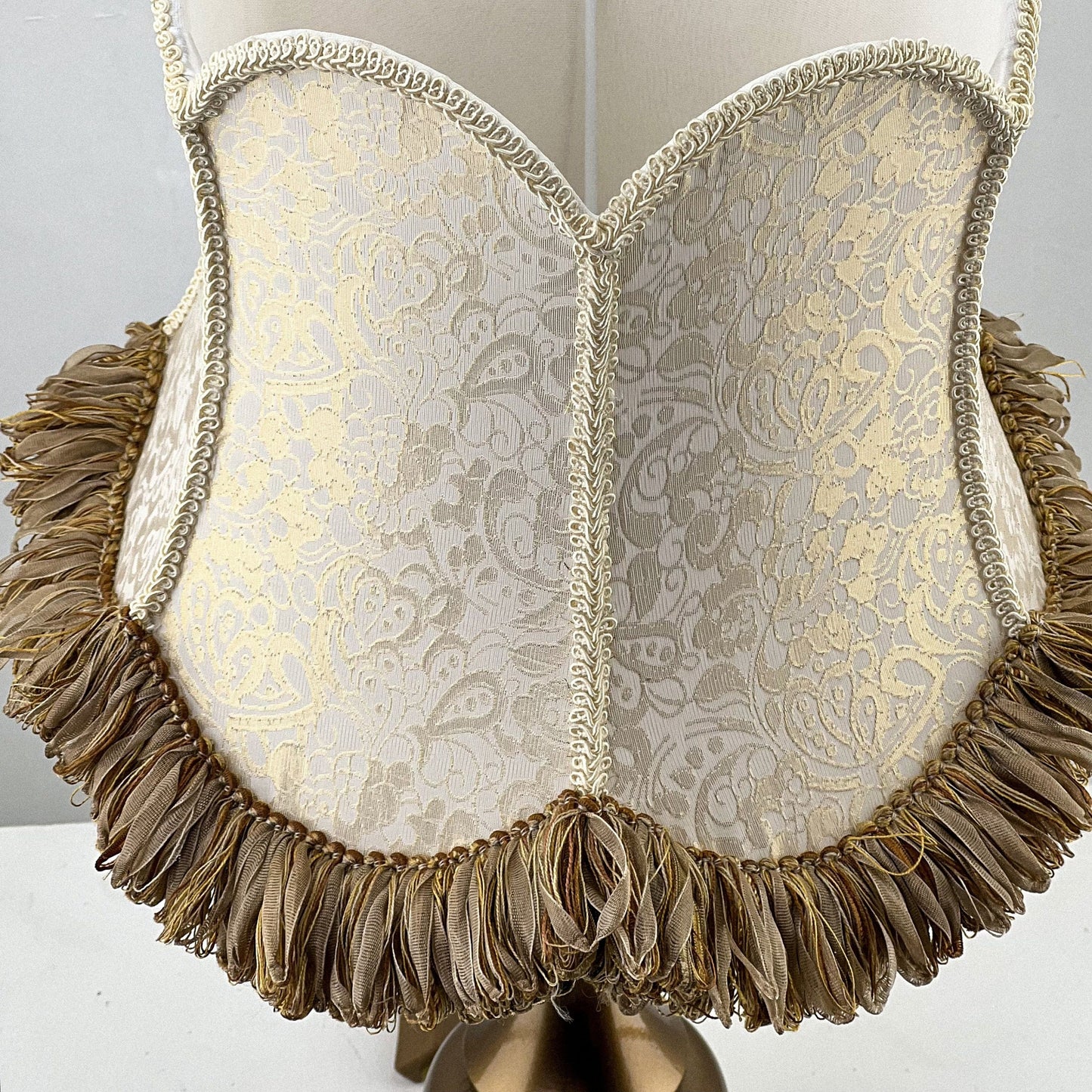 Lampshade, golden cream shade for a bedside lamp. Antique charm. 6604