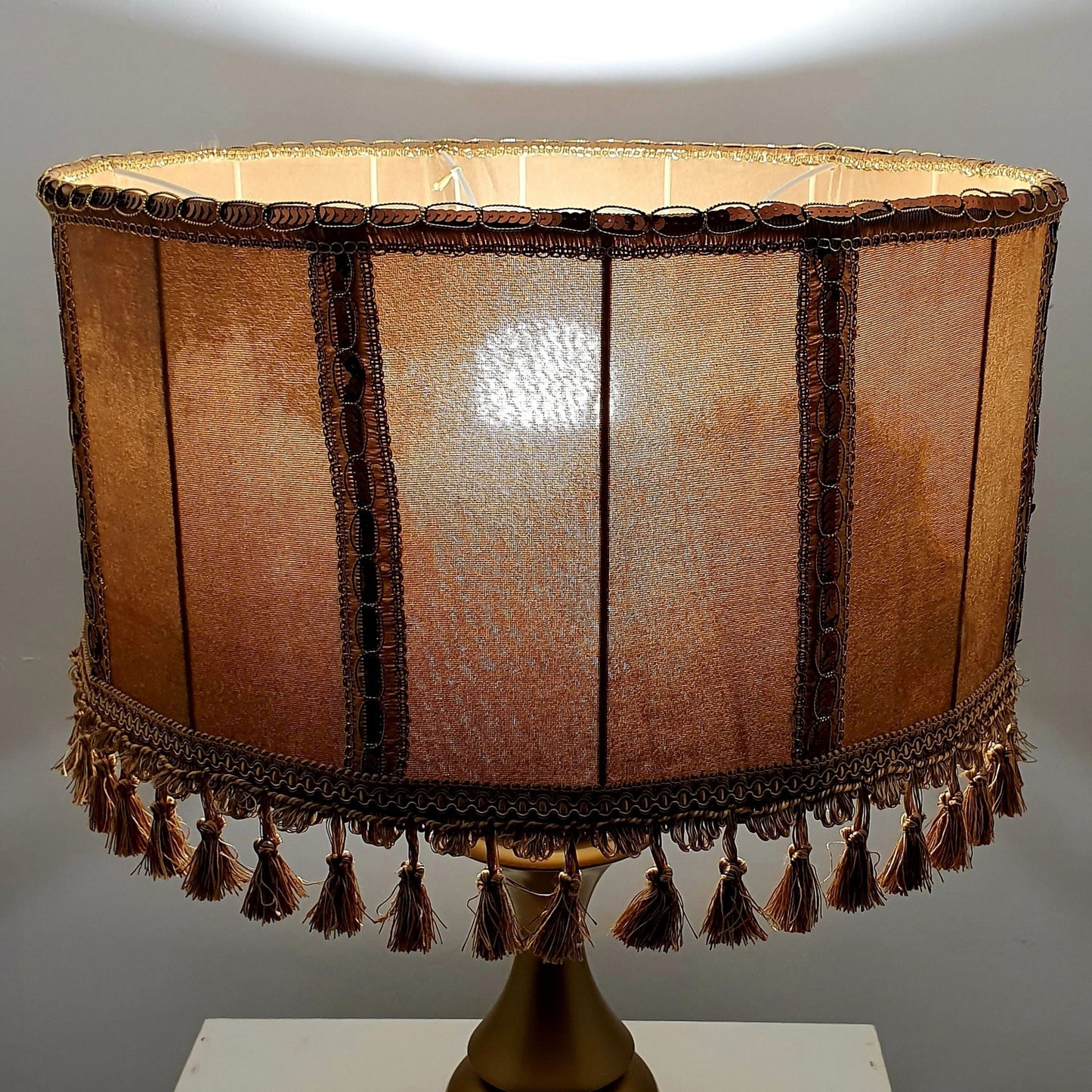 Lampshade, Victorian fringed drum shade. 5812
