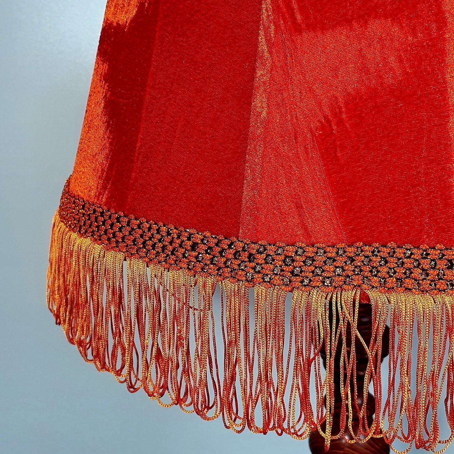 Art Deco and Victorian: Fringed Drum Orange Lampshade . PRODUCT TO ORDER. 6507