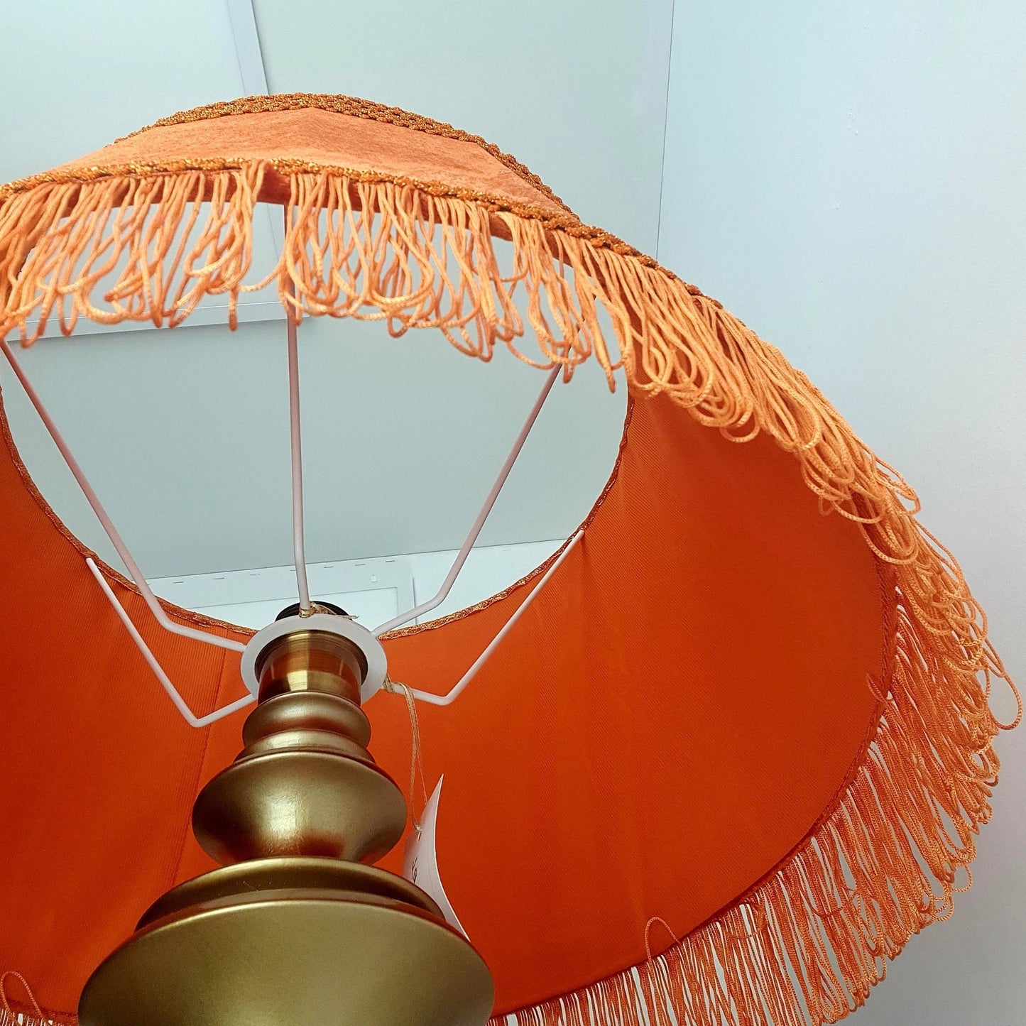 Art Deco and Victorian: Fringed Drum Orange Lampshade . PRODUCT TO ORDER. 6507