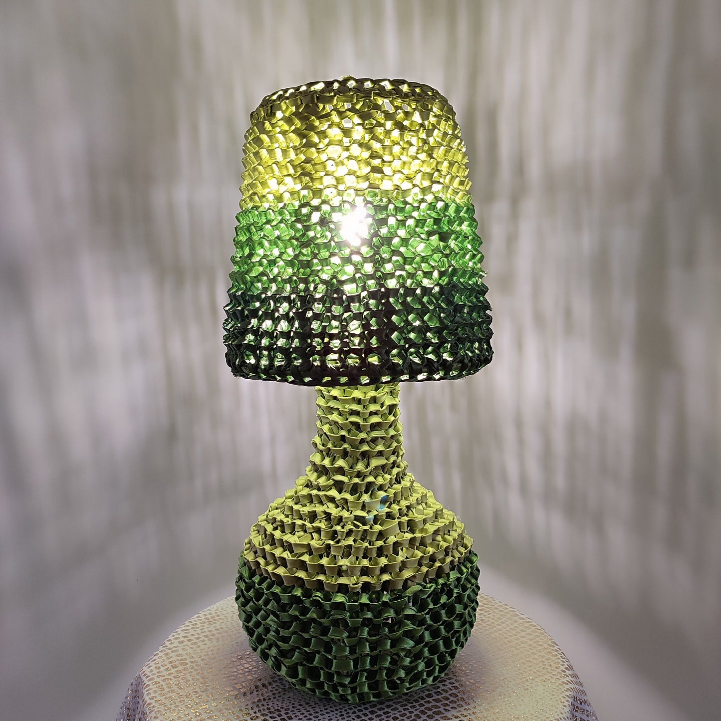 Victorian wicker green table lamp, handmade. unique lamp. 4302
